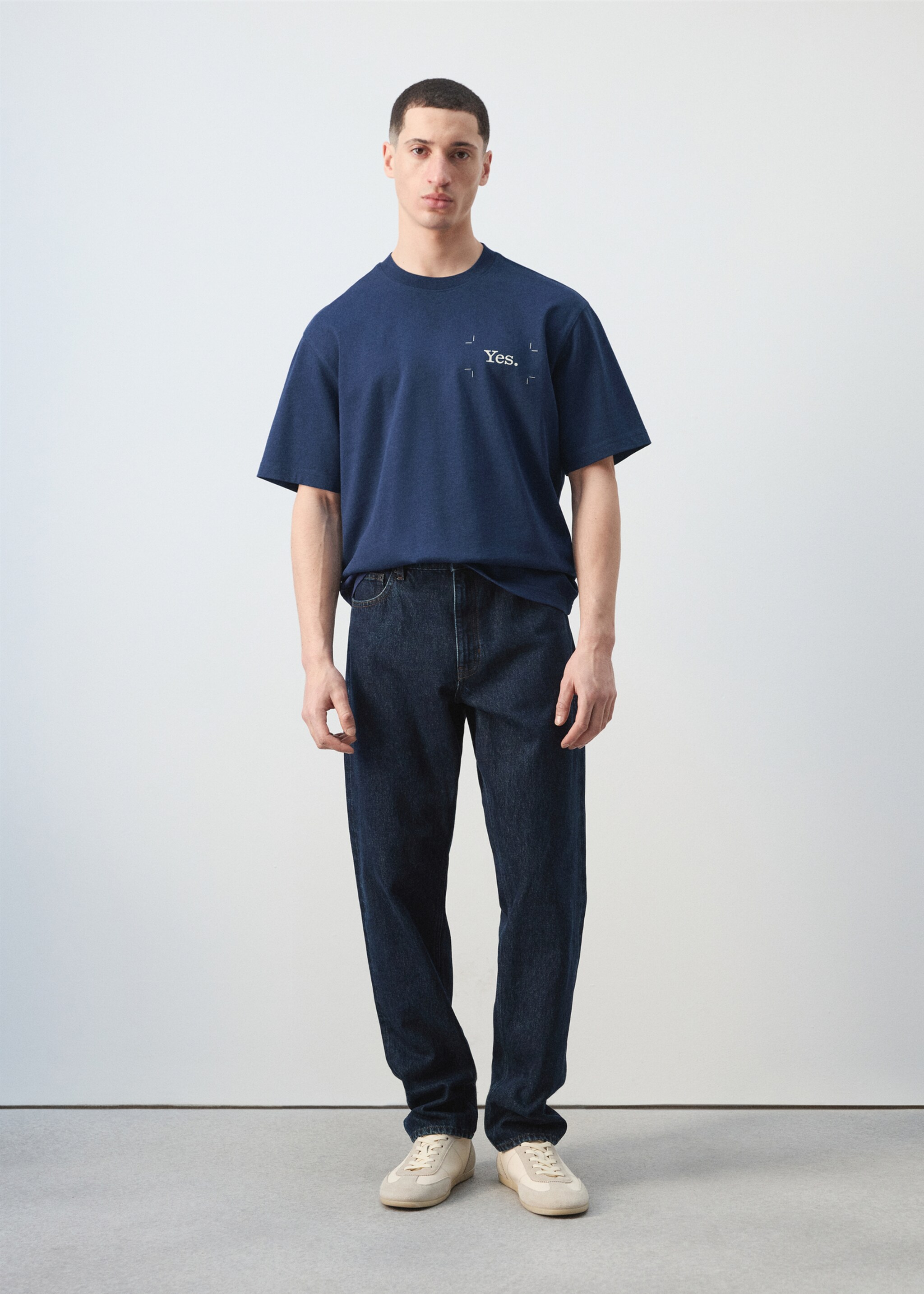 Camiseta 100% algodón estampado texto - Plano general, Azul tinta. Ref: 27035991-00.