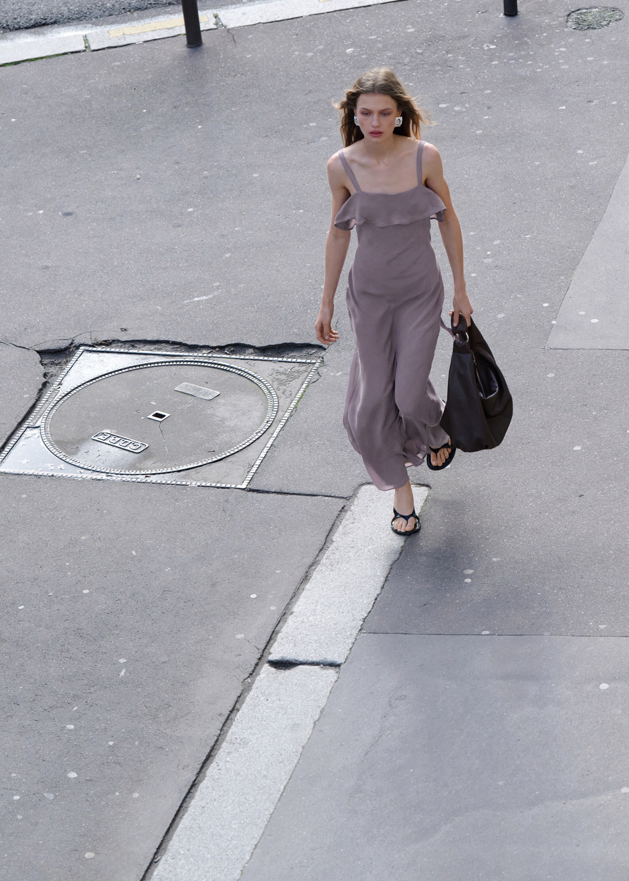 Long ruffled dress - General plane, Lilac. Ref: 27036004-00.