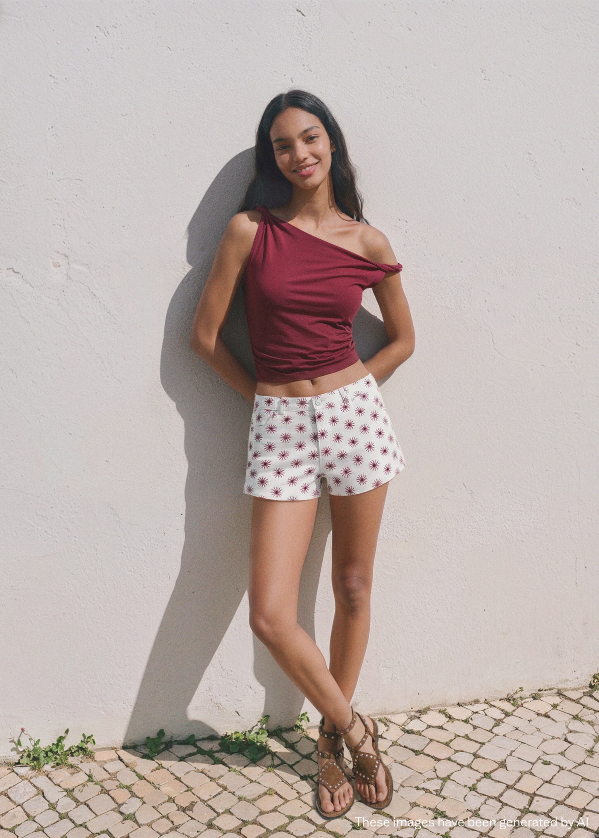 Floral print mini shorts - General plane, Off White. Ref: 27036343-00.