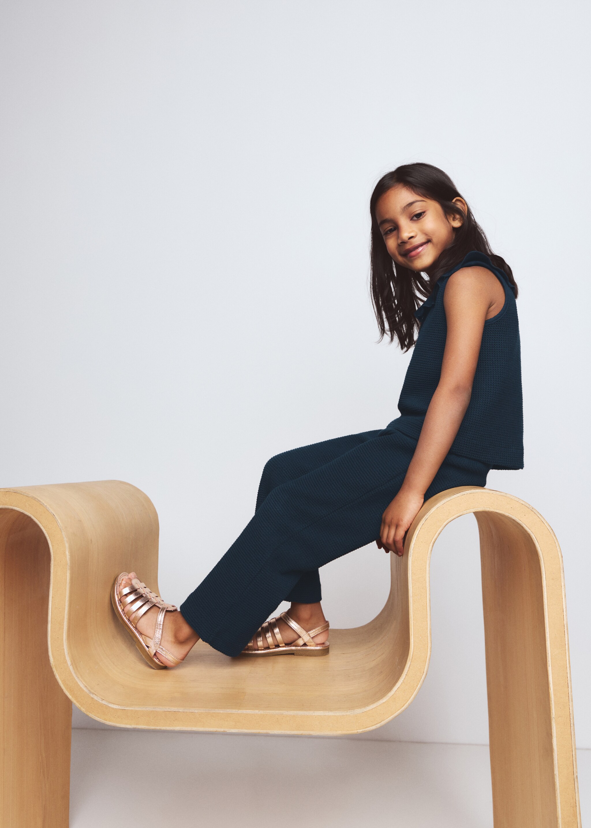 Bawełniana koszulka z kołnierzykiem bebe - Plan ogólny, Granatowy. Ref: 27036345-00.