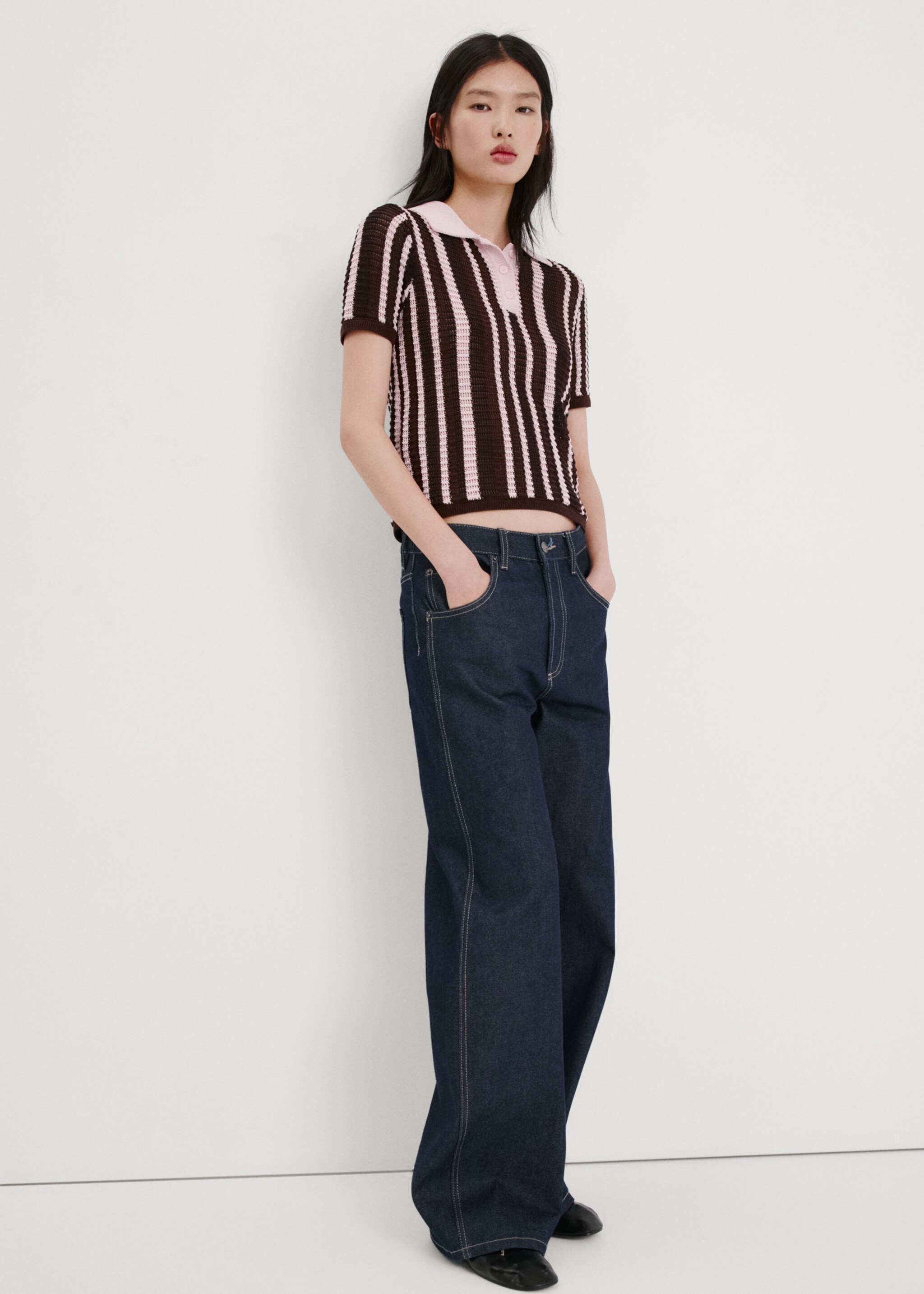 Knitted polo-neck sweater - General plane, Chocolate. Ref: 27037145-00.