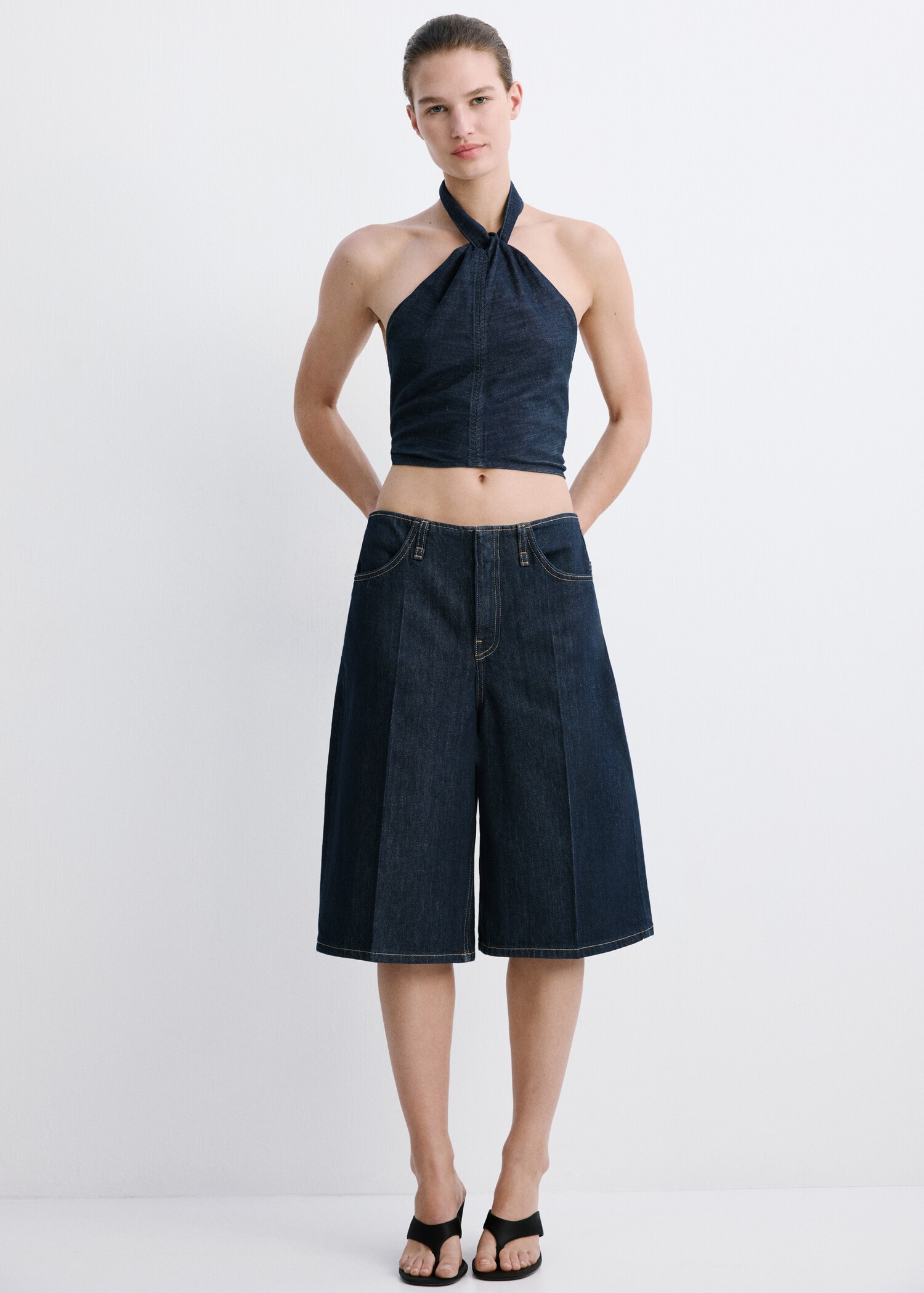 Halter neck denim top - General plane