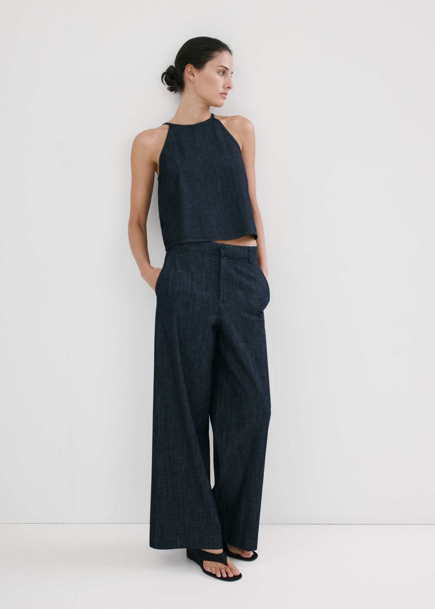Halter neck denim top - General plane