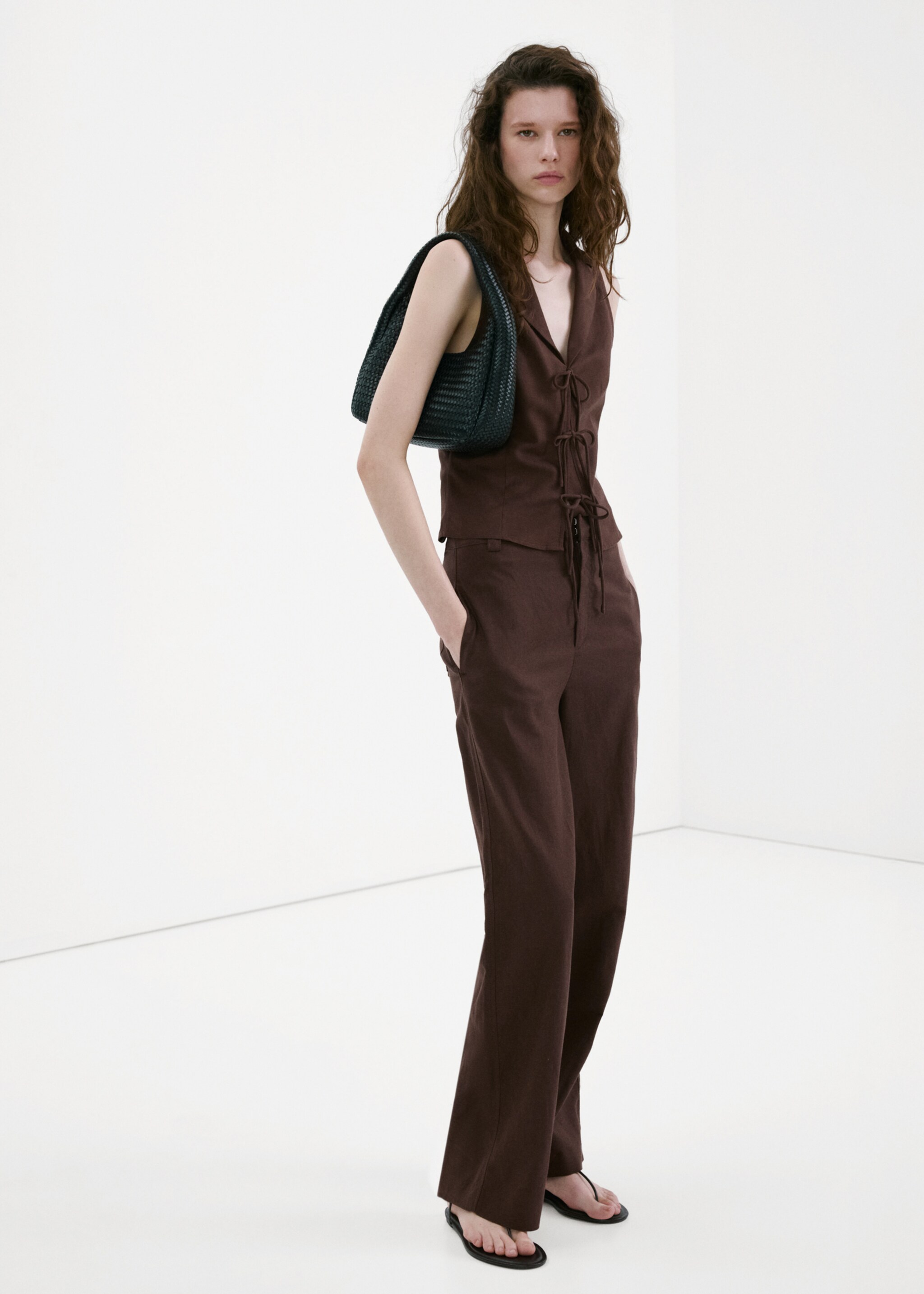 Tie strap top - General plane, Chocolate. Ref: 27037160-00.