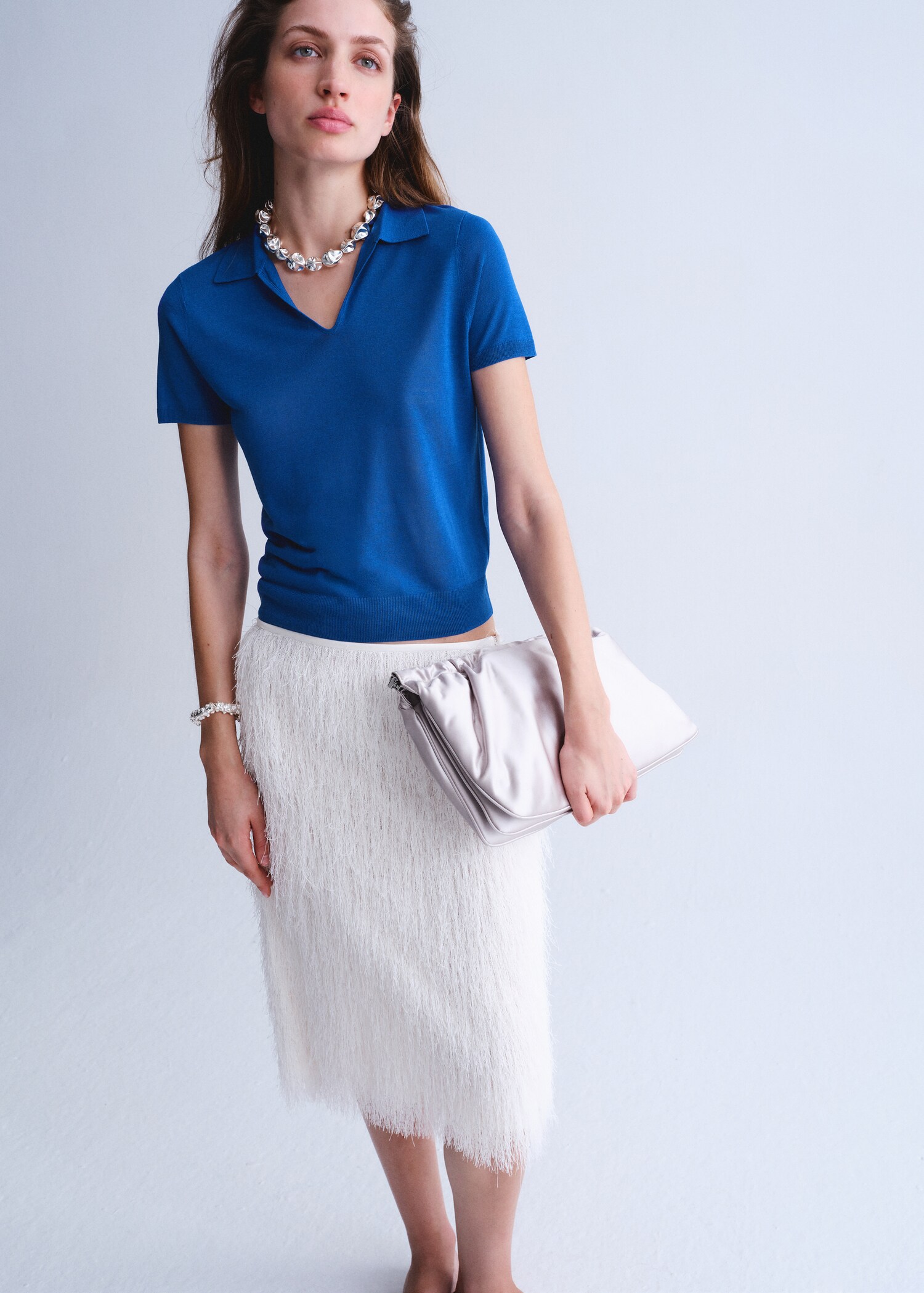 Lyocell polo neck jersey - General plane