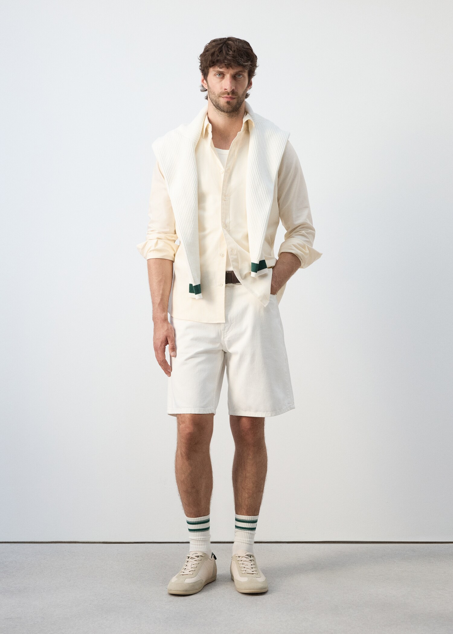 Regular-fit striped 100% cotton shirt - General plane