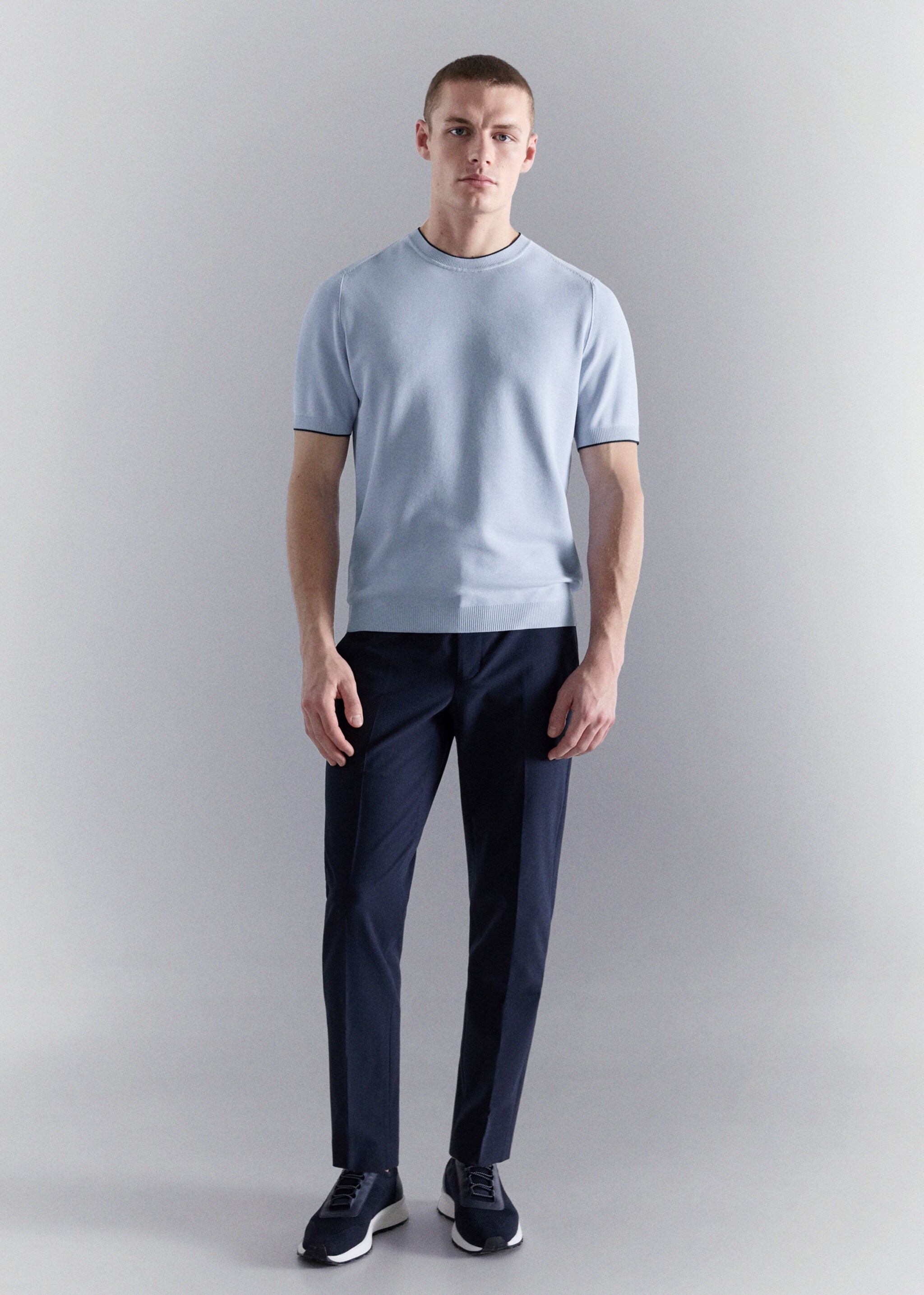 Combined knitted t-shirt - General plane, Sky Blue. Ref: 27037917-00.