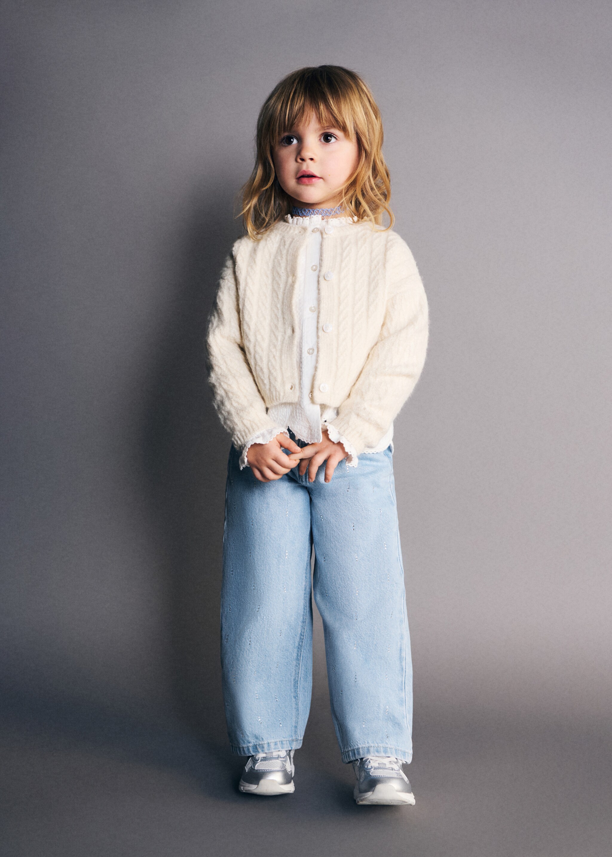 Jeans culotte strass - Plano general, Azul medio. Ref: 27041173-00.