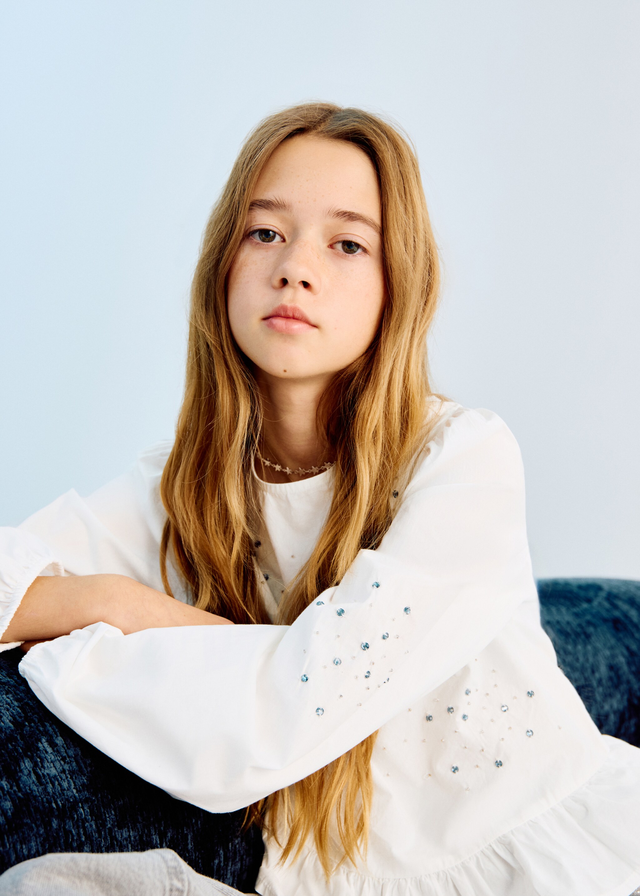 Beaded embroidered blouse - General plane, White. Ref: 27041174-00.