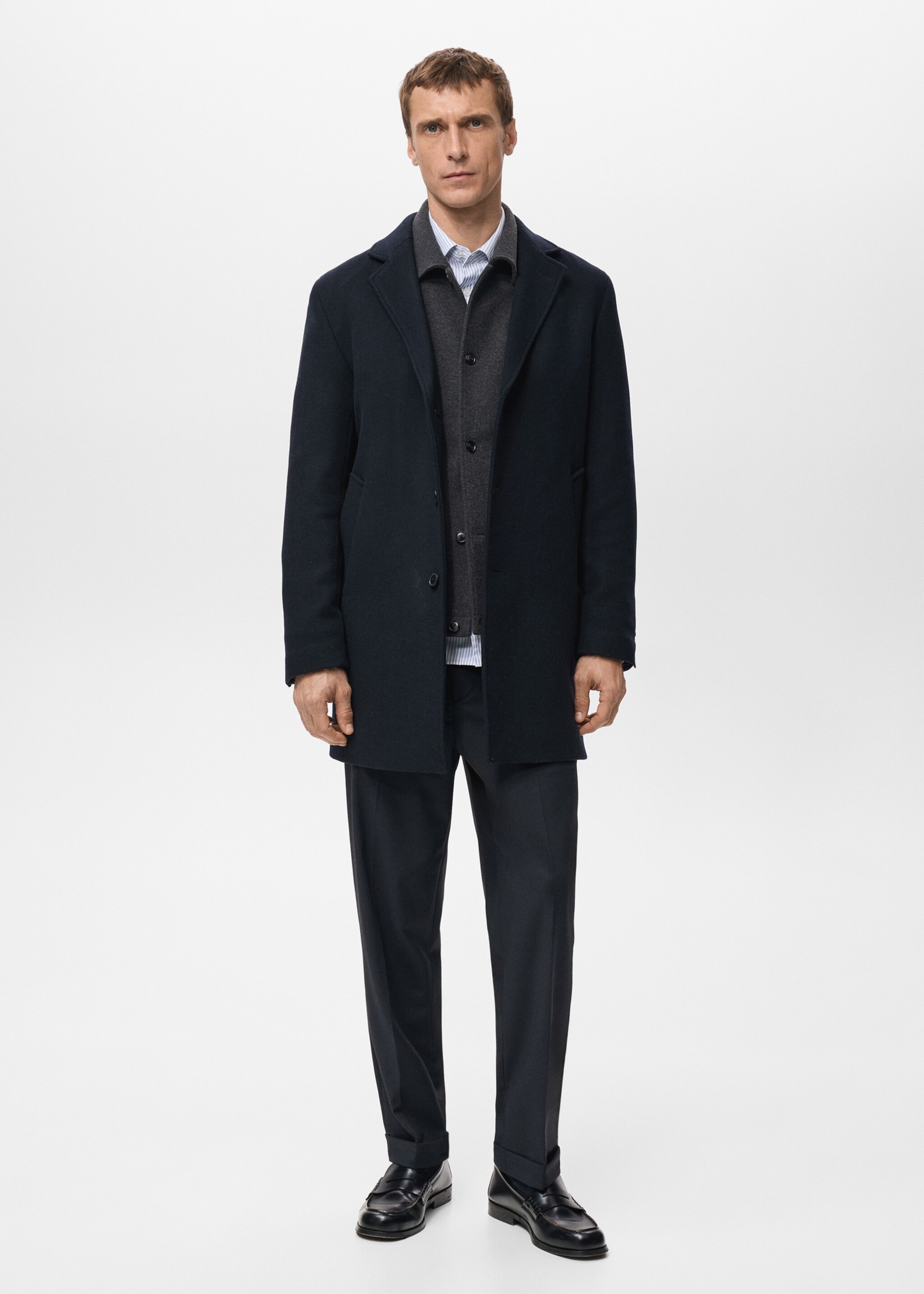 Lightweight recycled wool coat - General plane, Navy. Ref: 27041177-00.