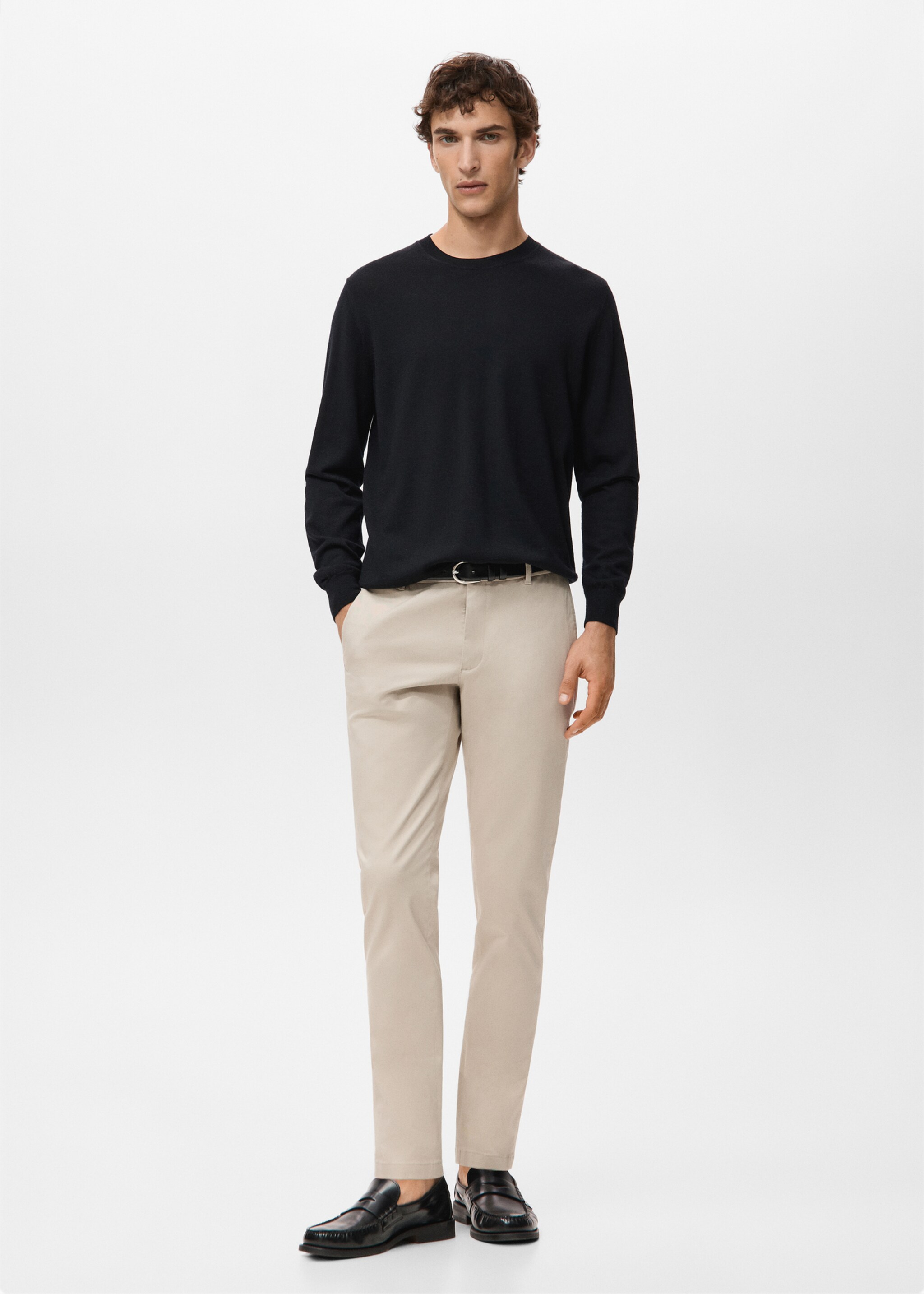 Barna slim-fit twill chino trousers - General plane, Sand. Ref: 27041187-00.