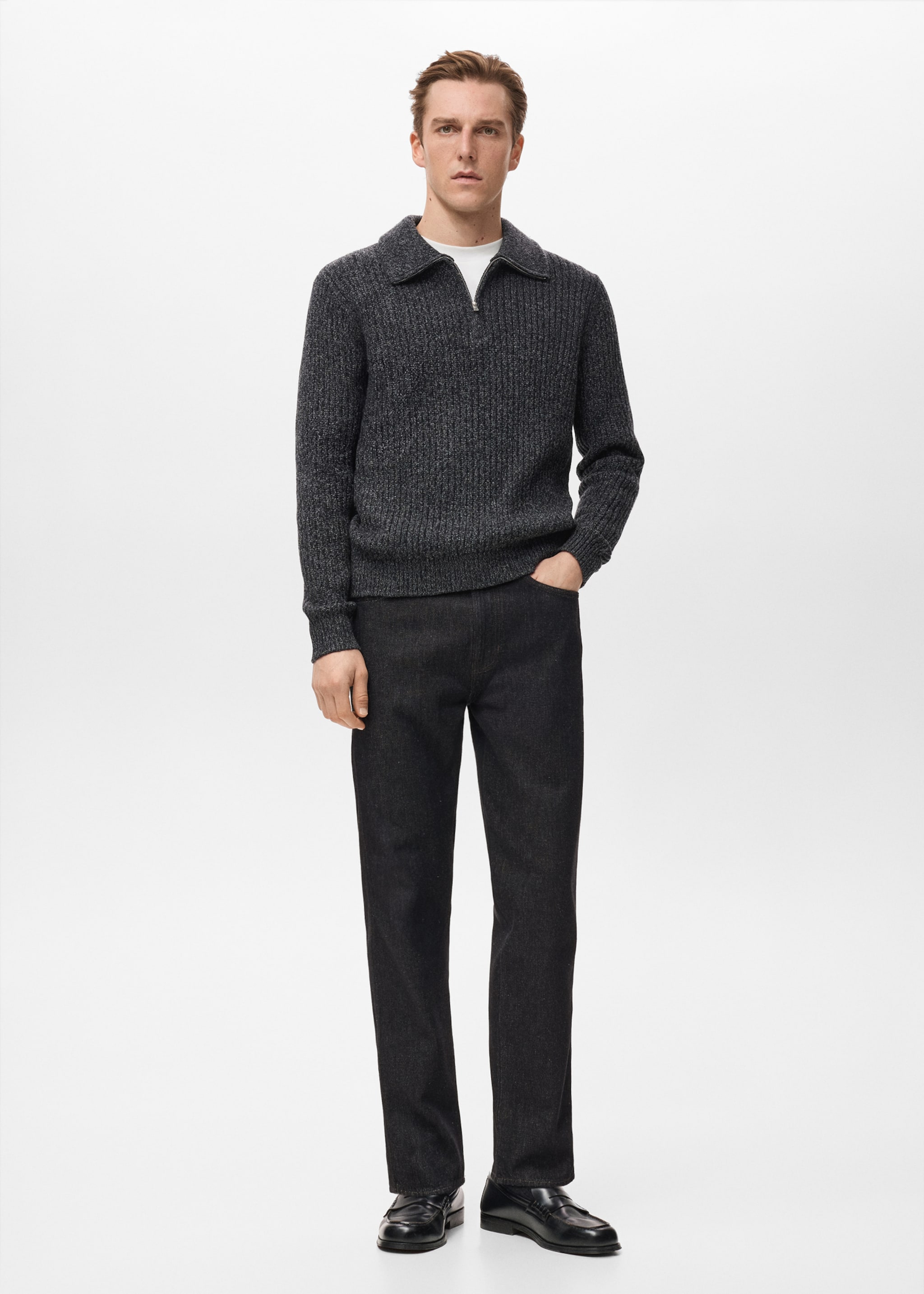 Regular-Fit-Baumwollhose - Allgemeine Ansicht, Black denim. Ref: 27041200-00.