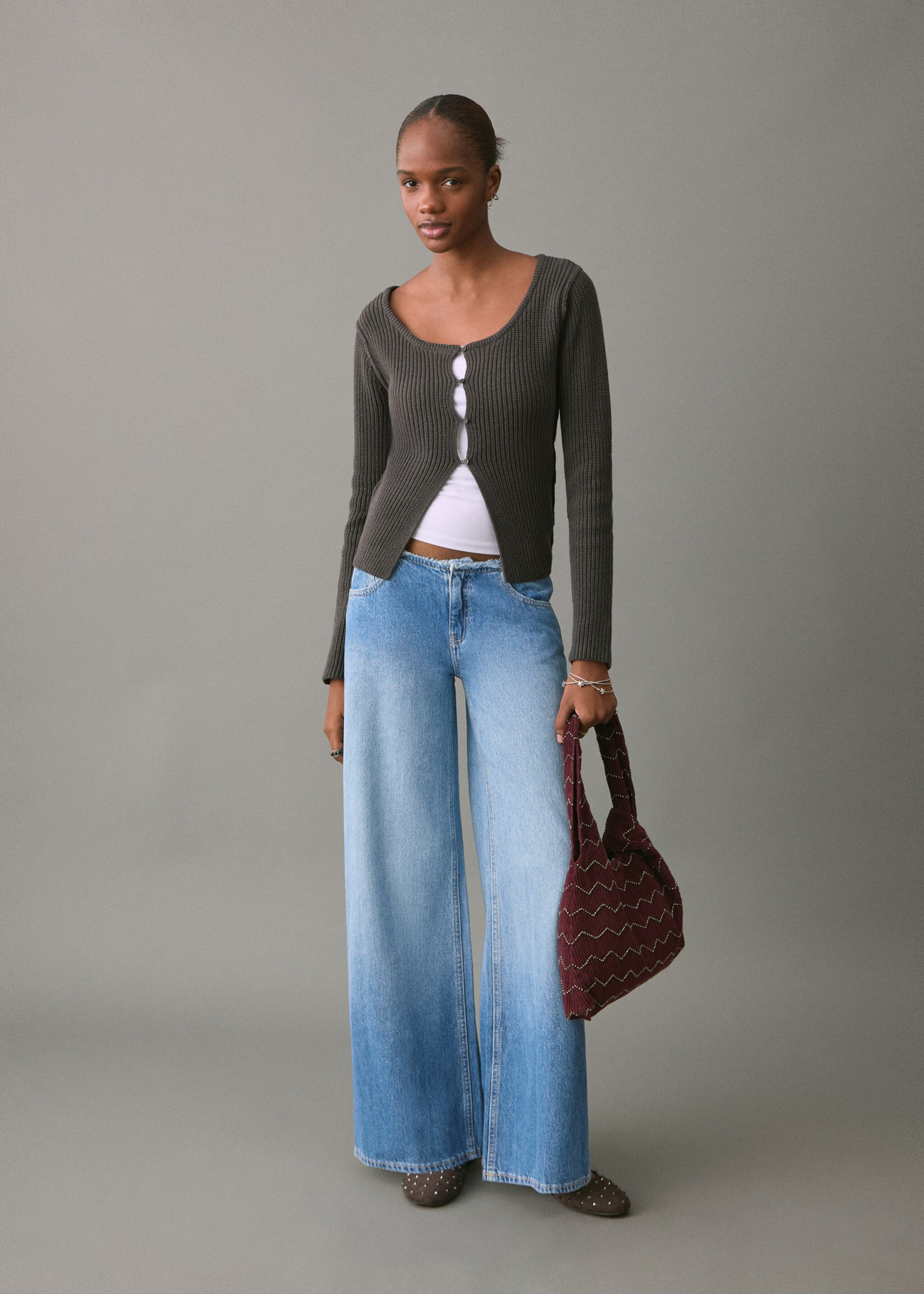 Low-waist wide leg jeans - General plane, Medium Blue. Ref: 27041212-00.