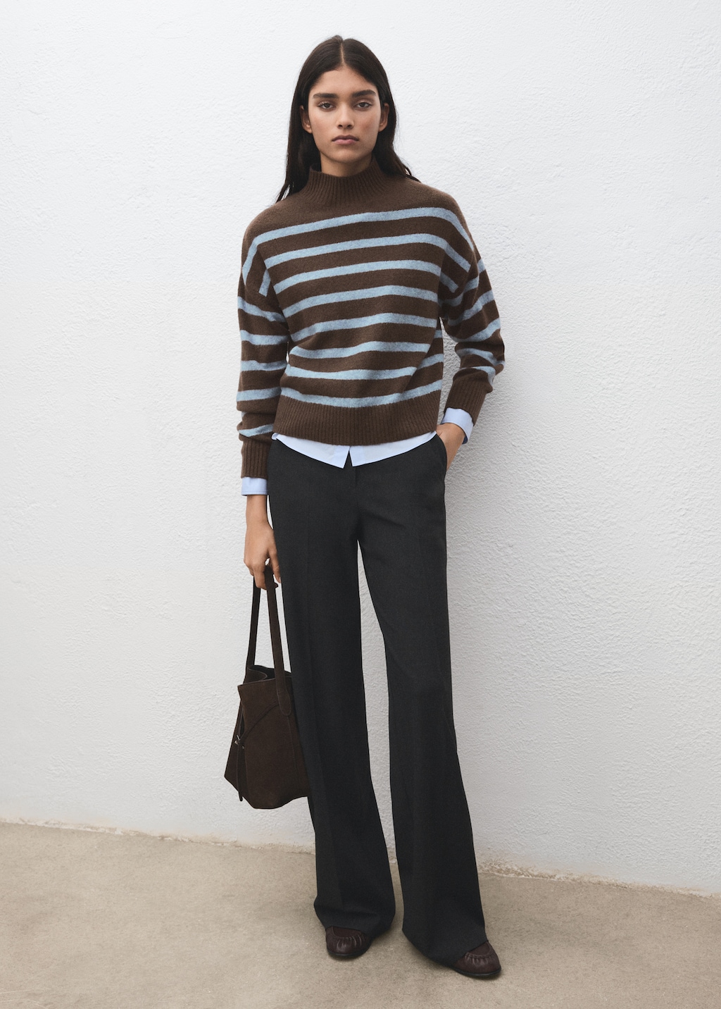 Oversized striped turtleneck sweater
