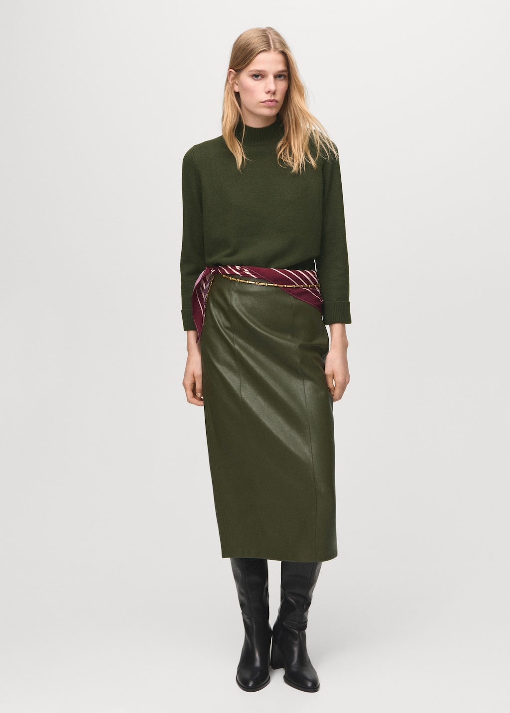 Mango Perkins-neck sweater with button