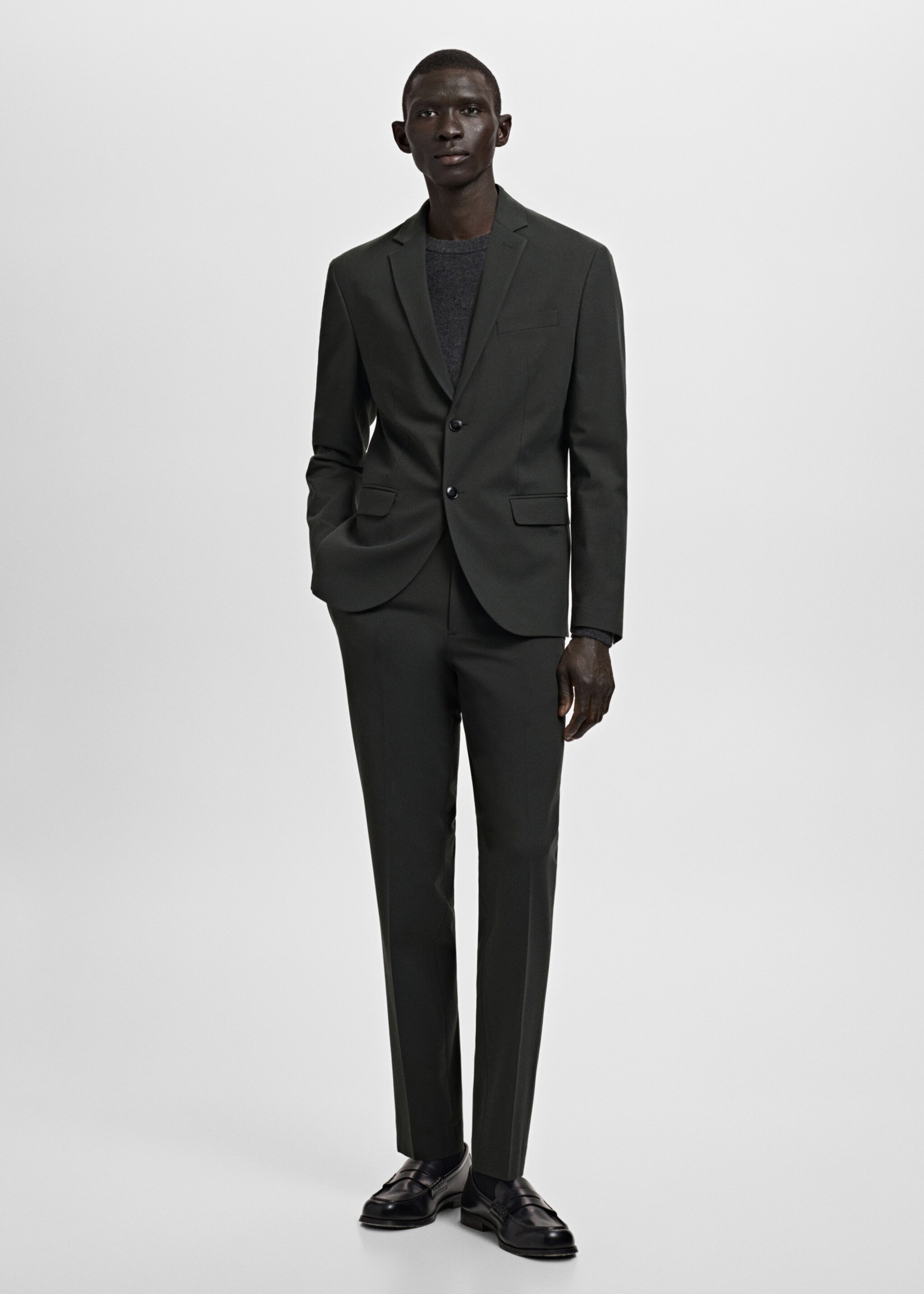 Stretch fabric super slim-fit suit trousers - General plane, Green. Ref: 27041221-00.