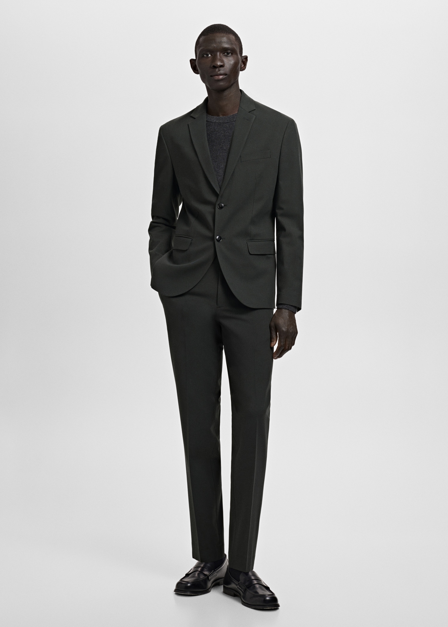 Stretch fabric super slim-fit suit trousers - General plane