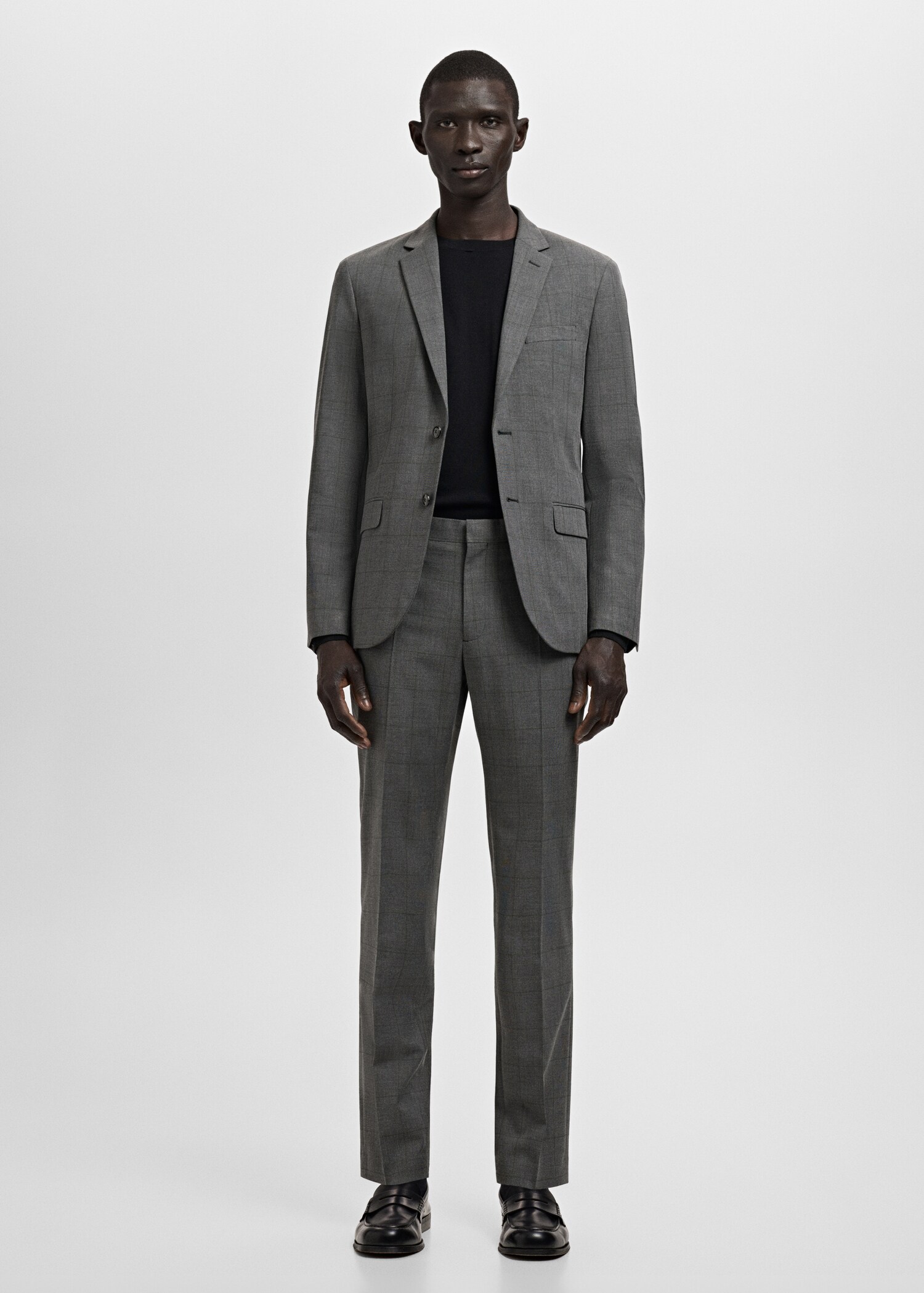 Stretch fabric super slim-fit suit trousers - General plane