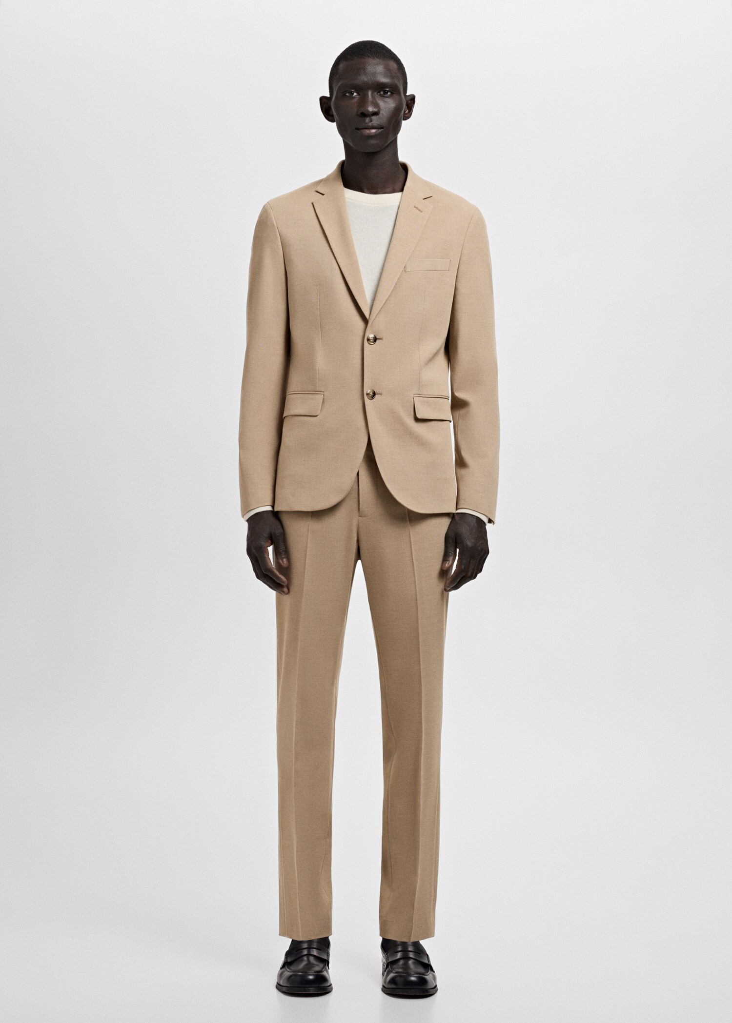 Stretch fabric super slim-fit suit trousers - General plane