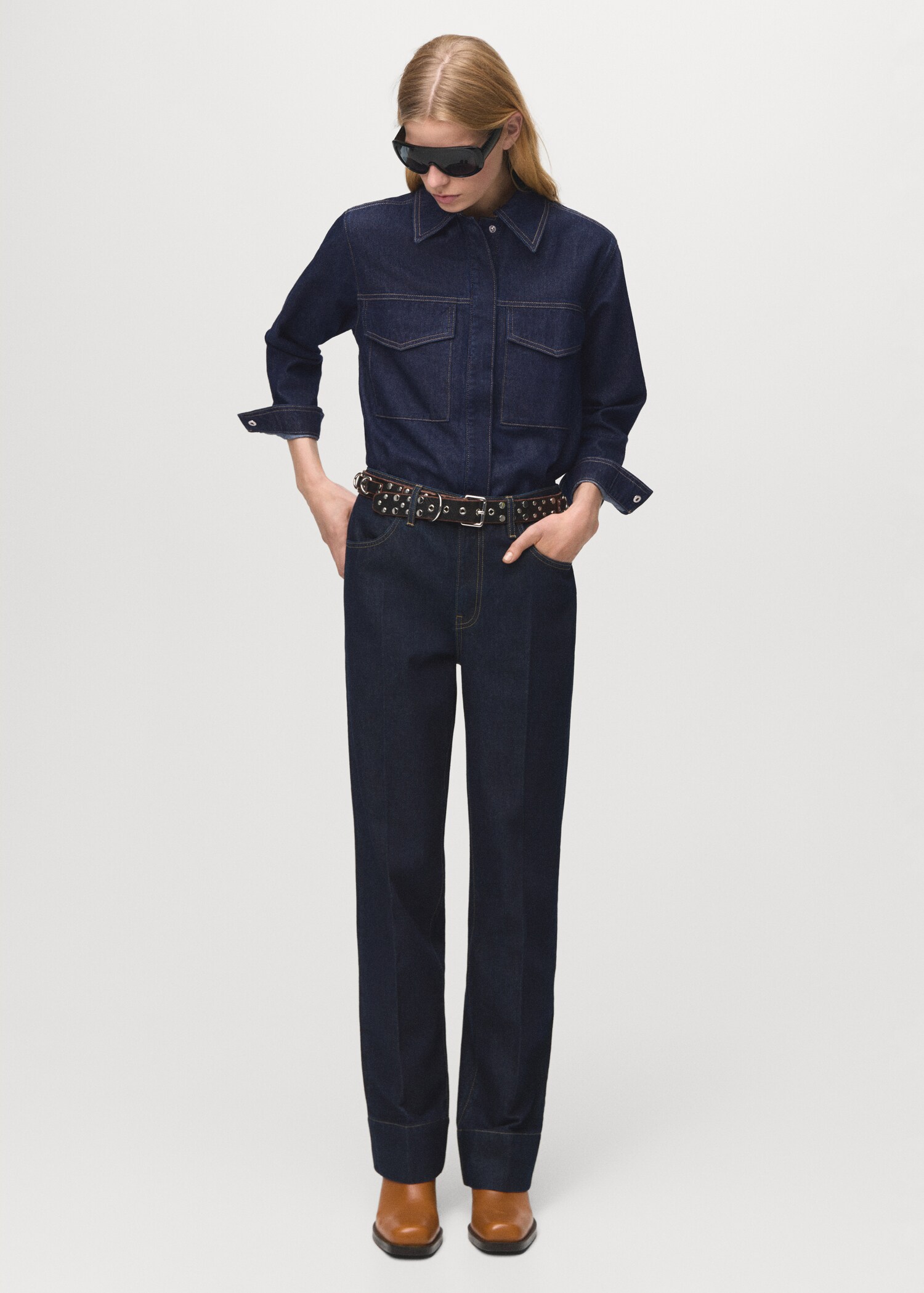 Denim shirt with flap pockets - General plane