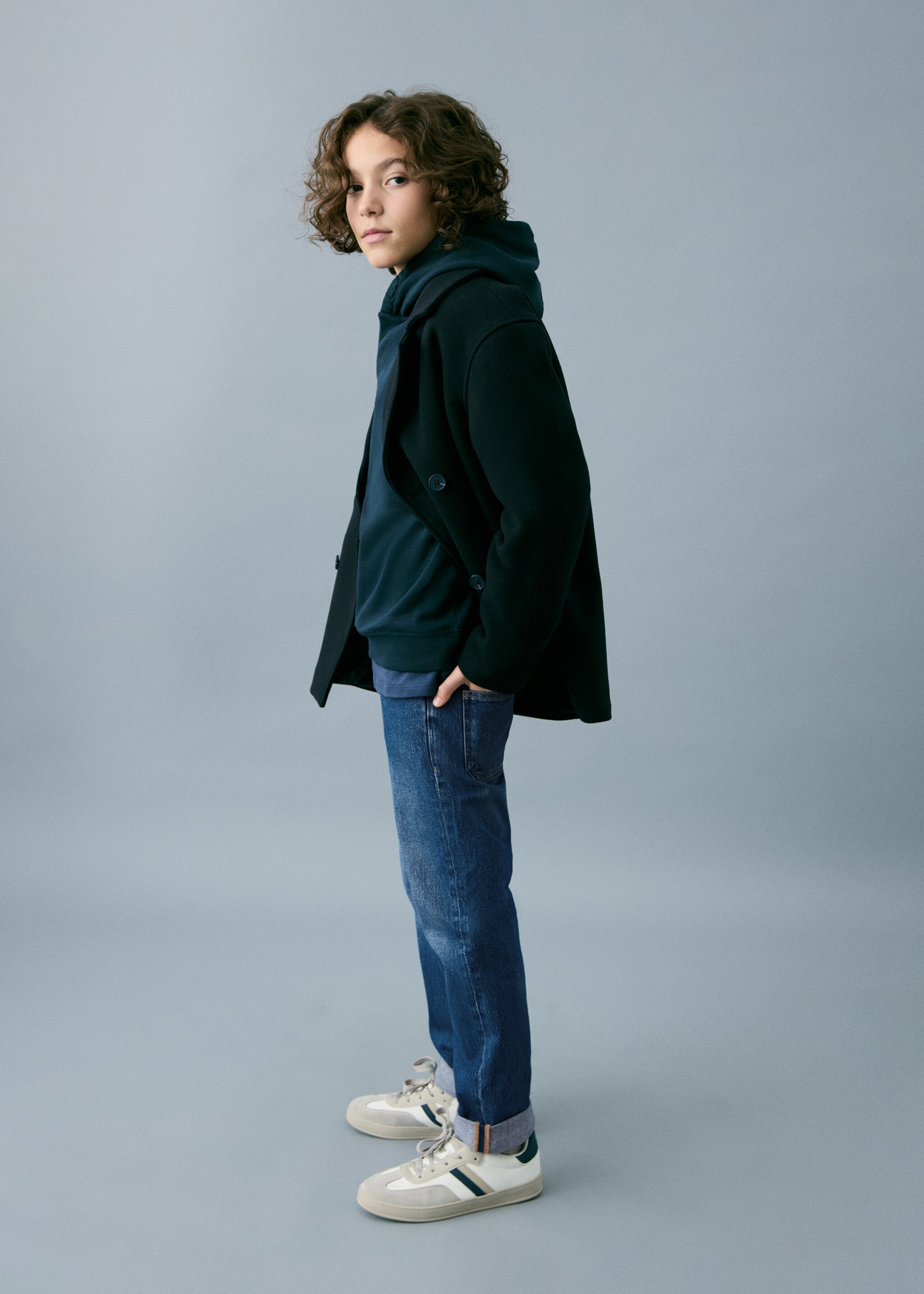 Turned-up straight jeans - General plane, Medium Blue. Ref: 27041239-00.