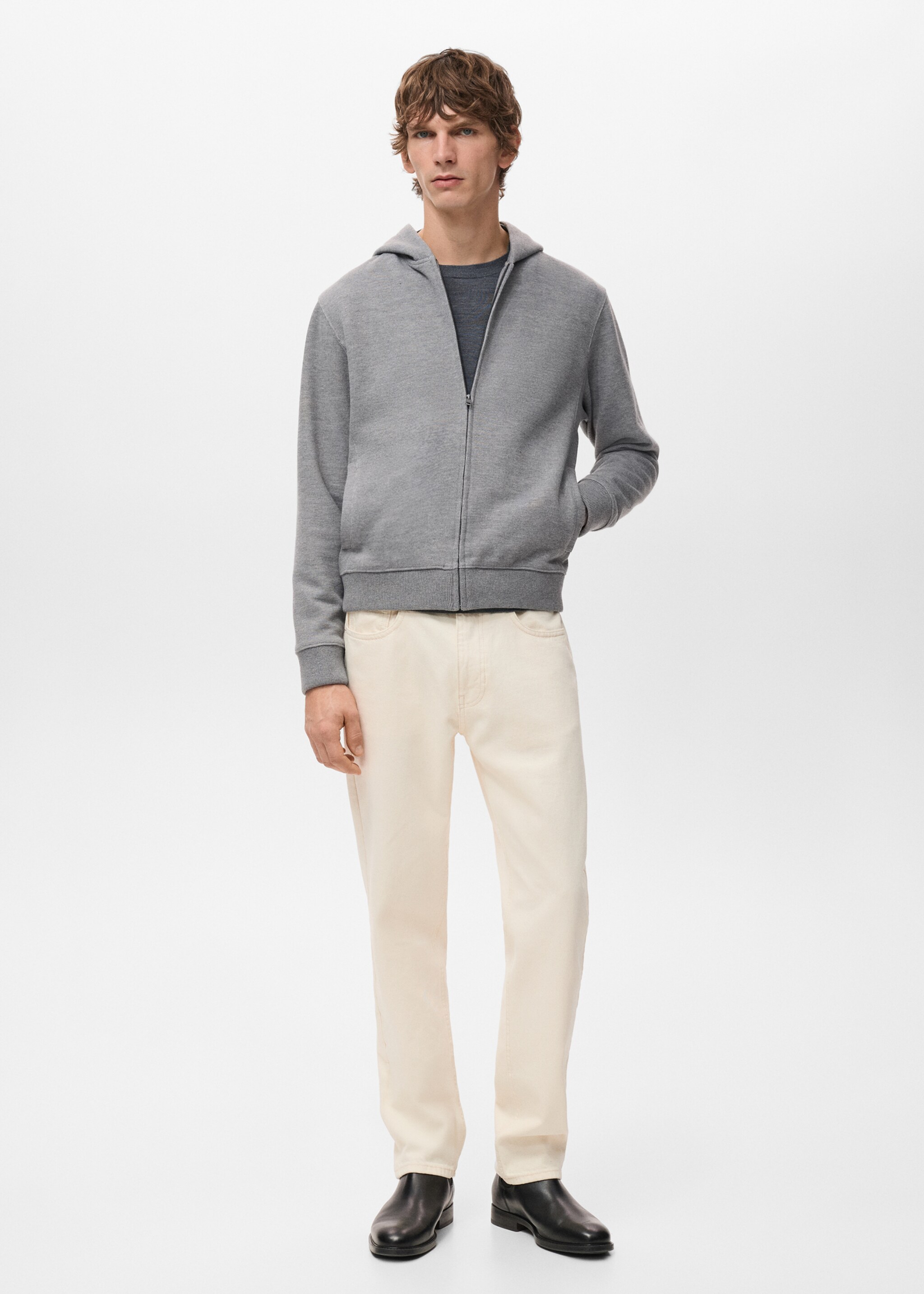 Textured hooded sweatshirt - General plane, Light Heather Grey. Ref: 27041260-00.