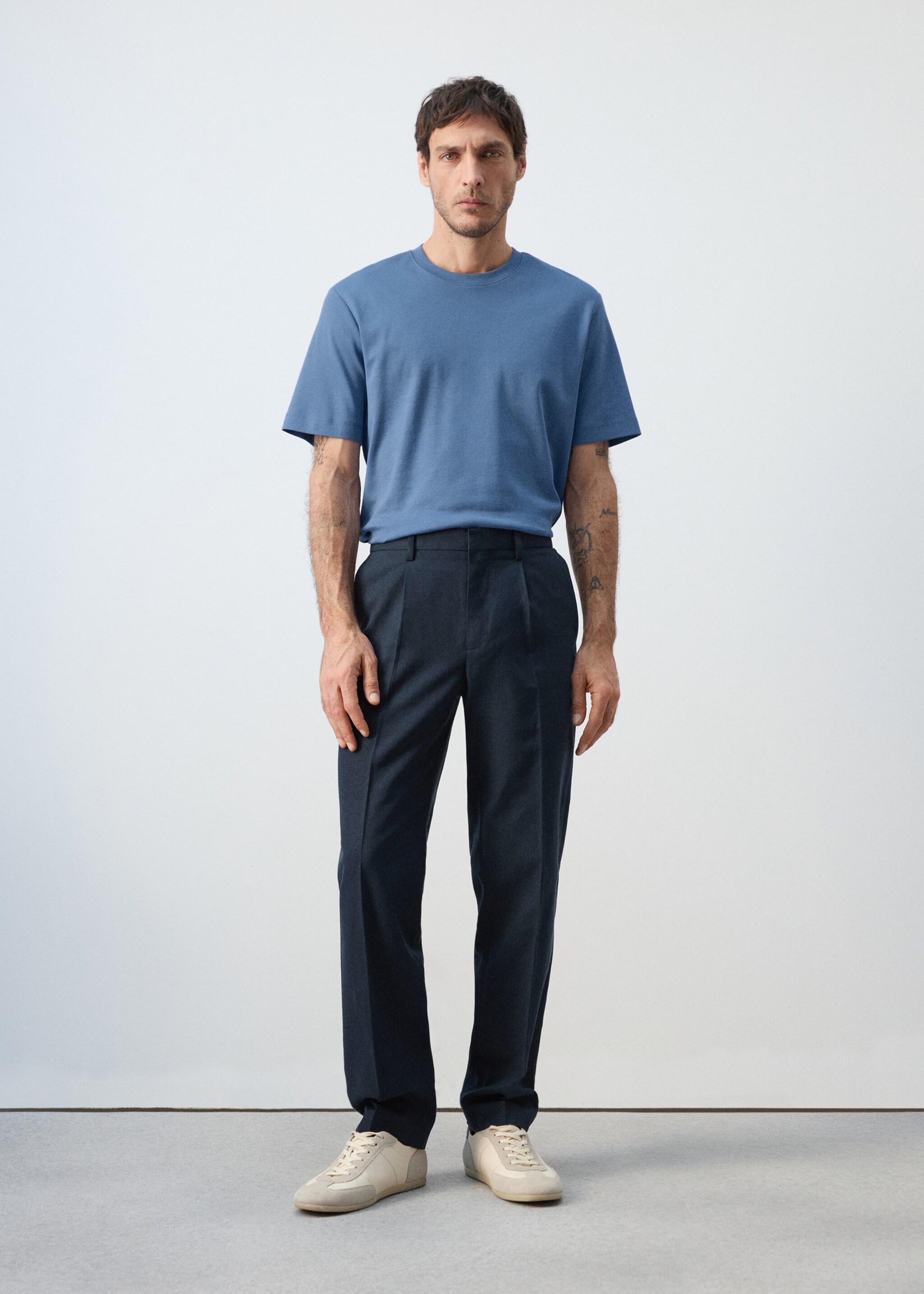 تي شيرت متوسط الوزن بقصة متوسطة - رؤية عامة, أزرق صيني. Ref: 27041262-00.