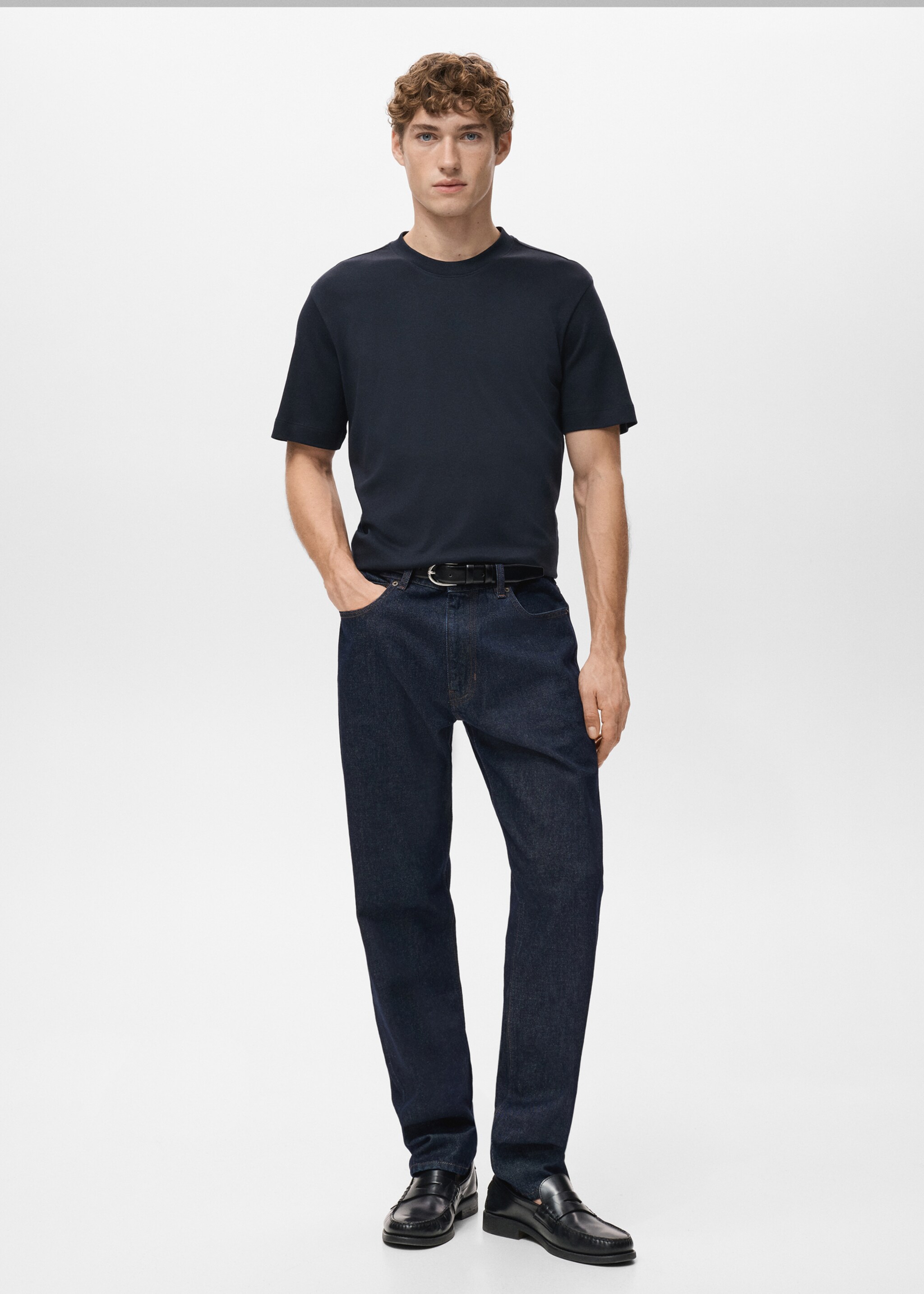 T-shirt regular fit de peso médio - Plano geral, Azul-marinho. Ref: 27041262-00.