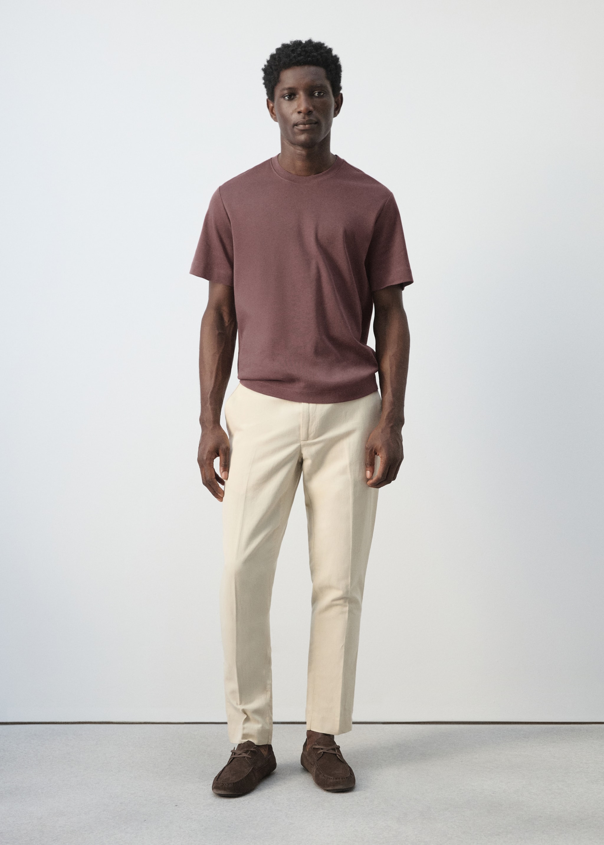 Medium weight regular fit T-shirt - General plane, Plum. Ref: 27041262-00.