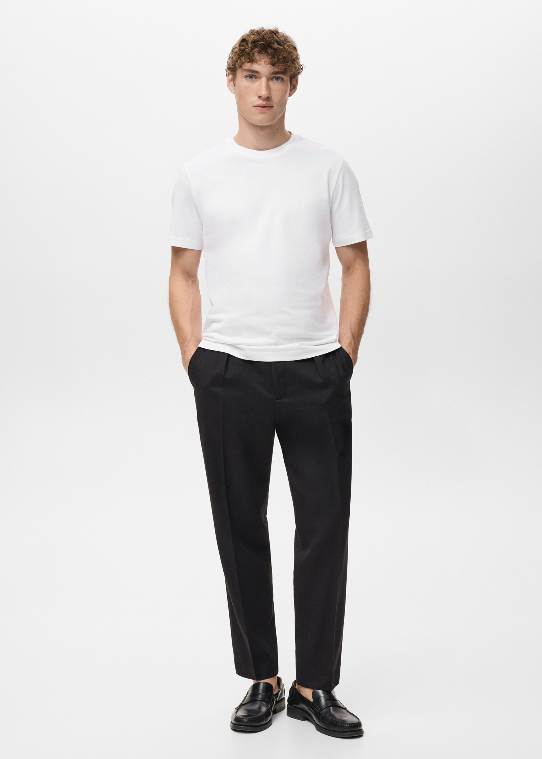 Camiseta slim fit 100% algodón - Plano general, Blanco. Ref: 27041263-00.