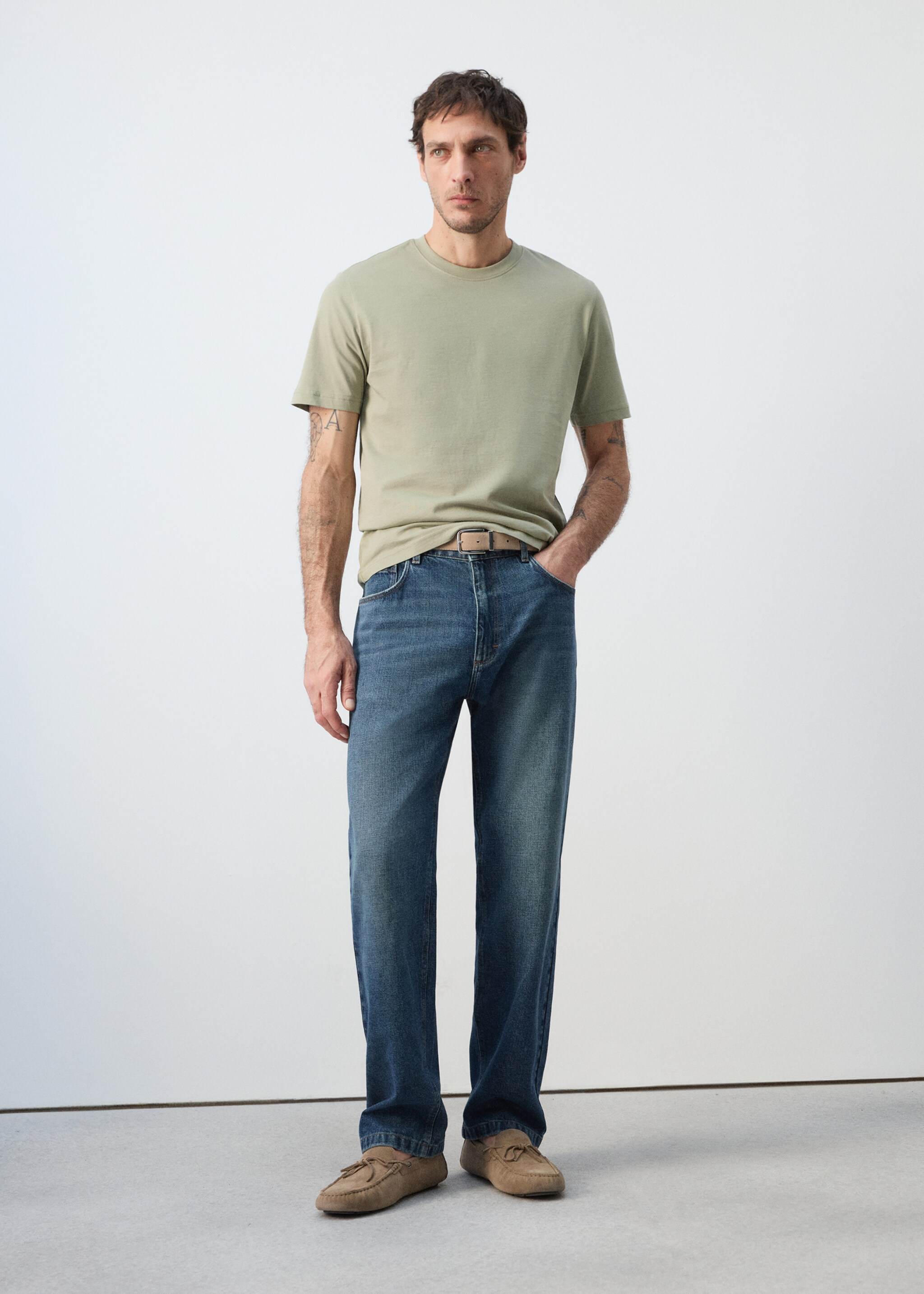 T-shirt slim-fit 100 % coton - Plan général, Vert menthe. Ref: 27041263-00.