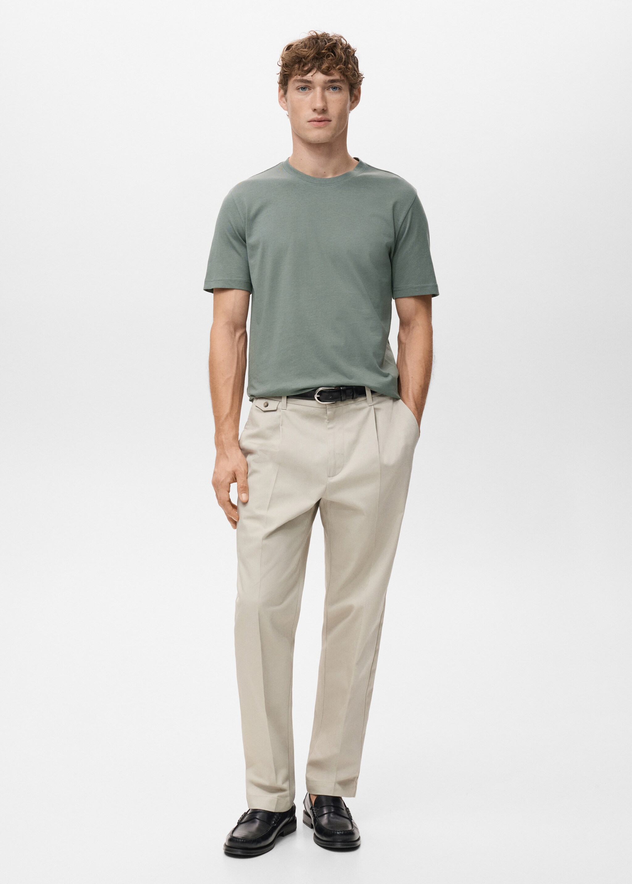 Camiseta slim fit 100% algodón - Plano general, Verde bosque. Ref: 27041263-00.