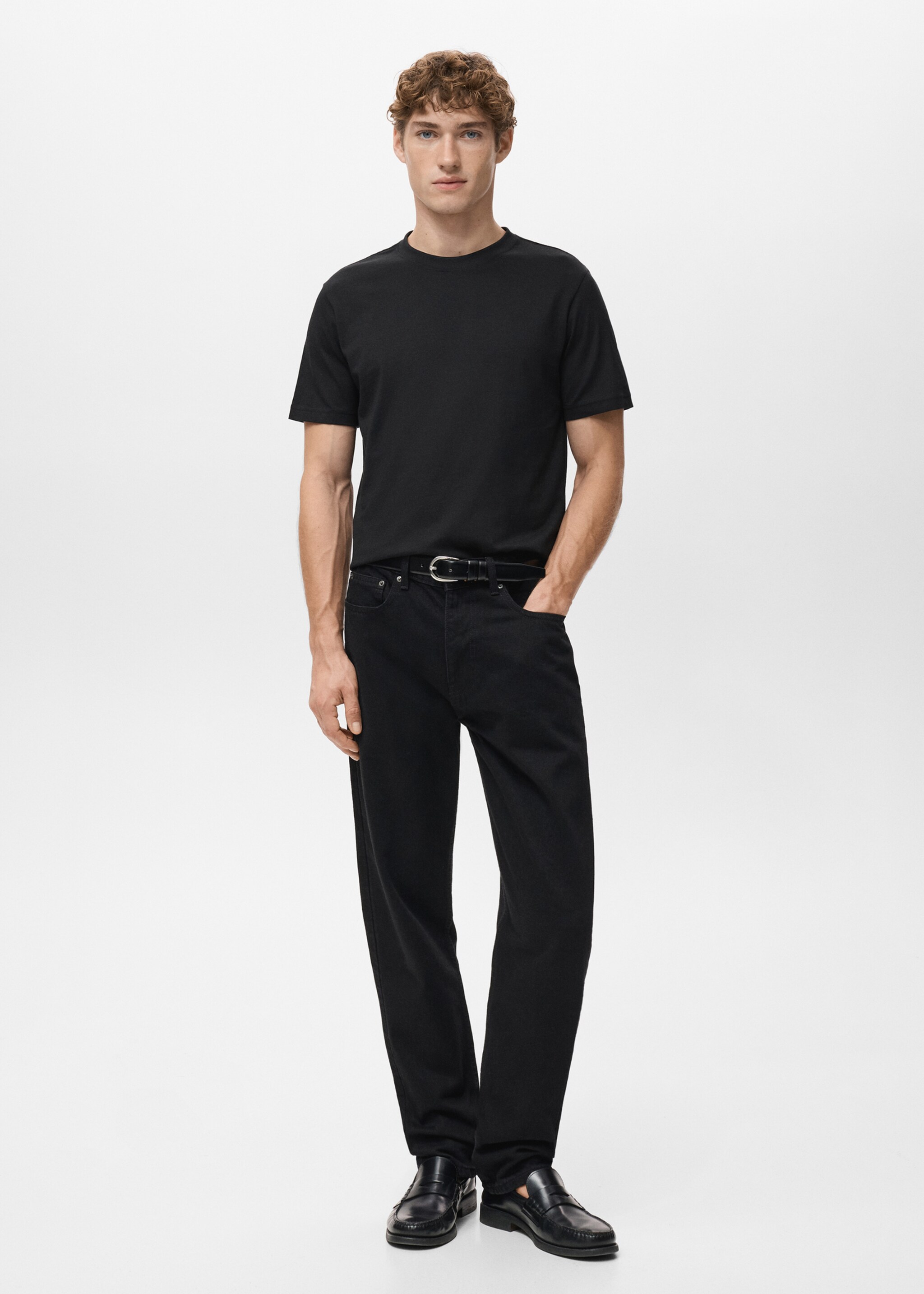 100% cotton slim-fit t-shirt - General plane, Black. Ref: 27041263-00.