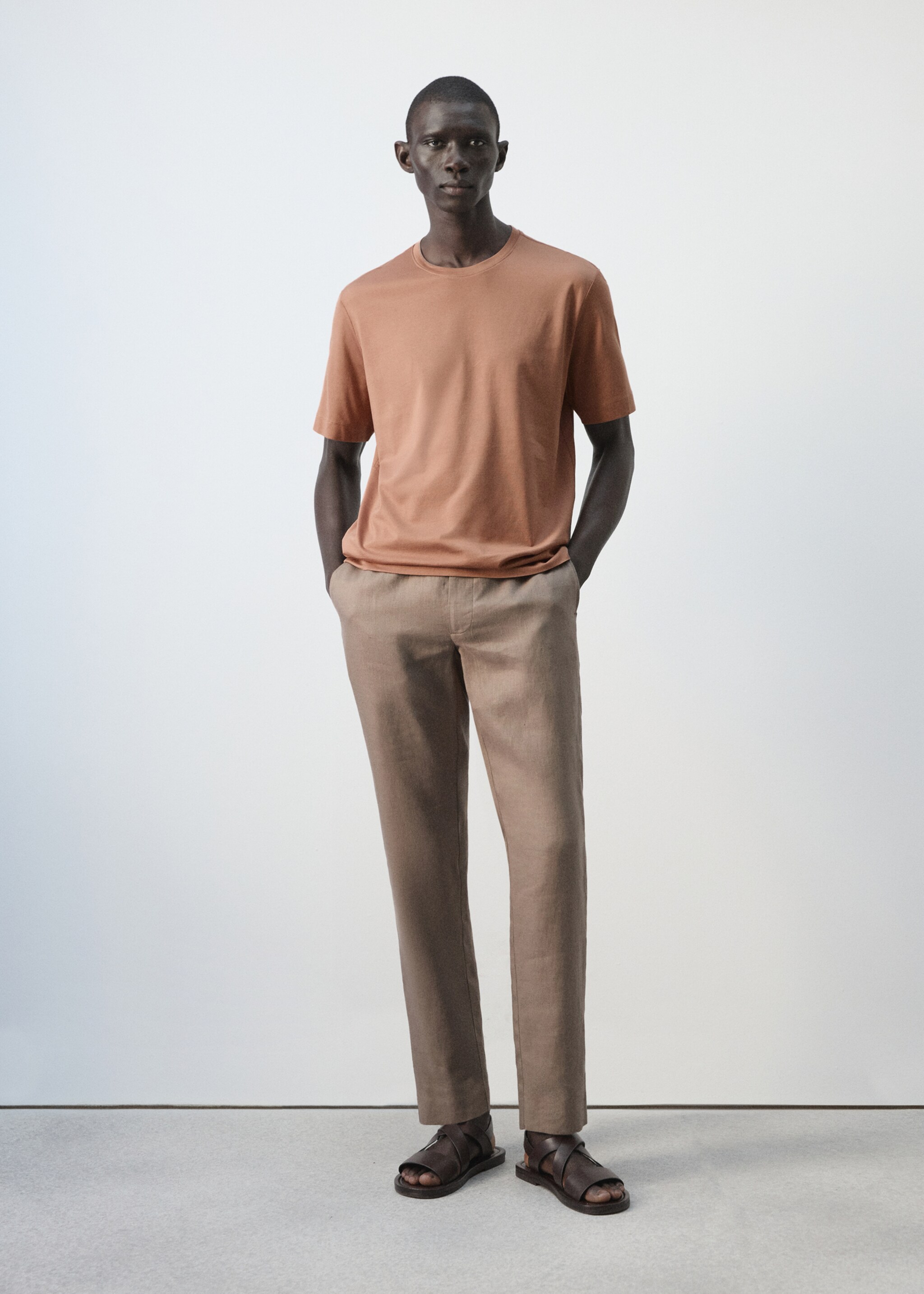 100% cotton T-shirt regular fit - General plane, Peach. Ref: 27041264-00.