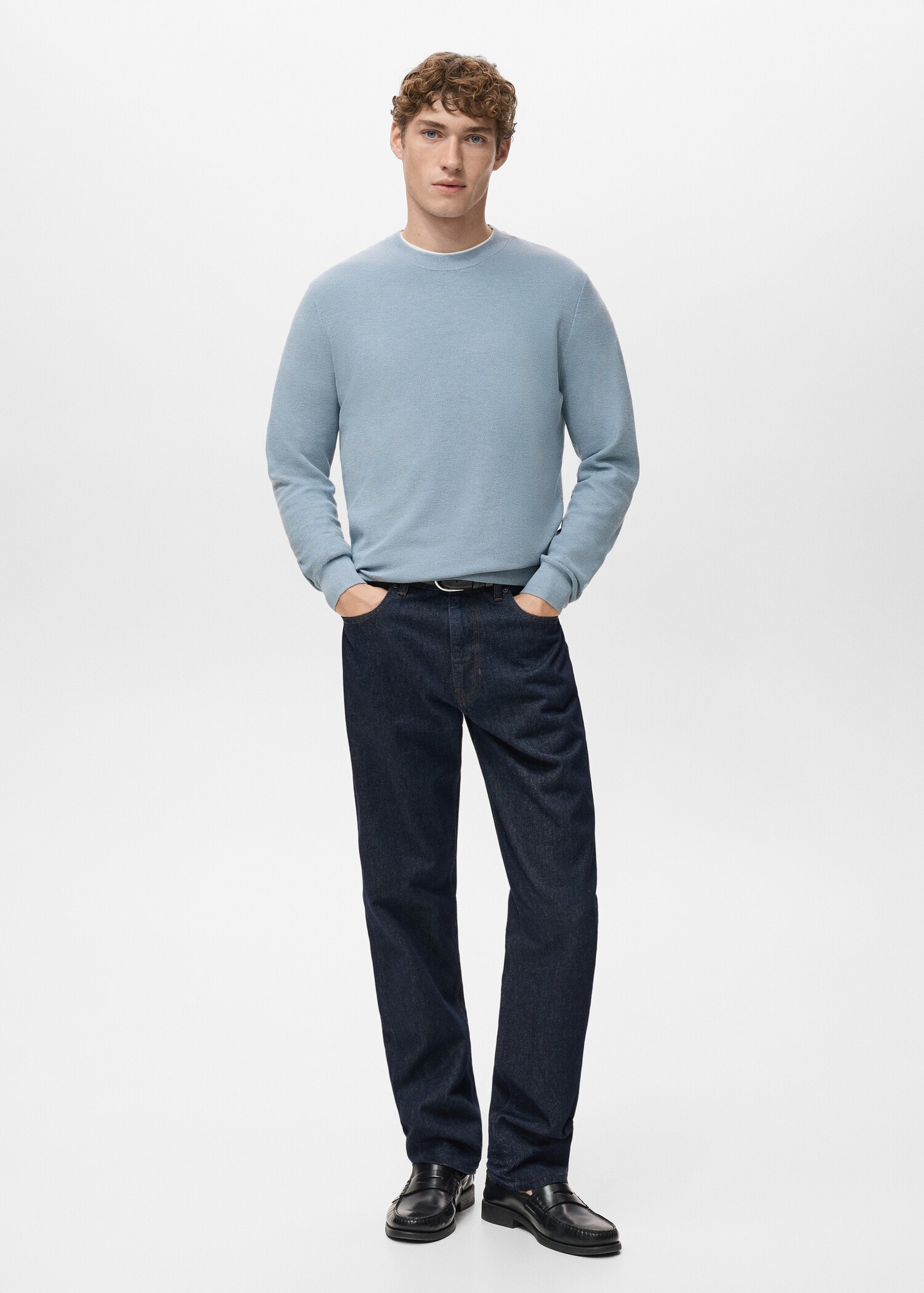 Microstructured cotton knitted sweater - General plane