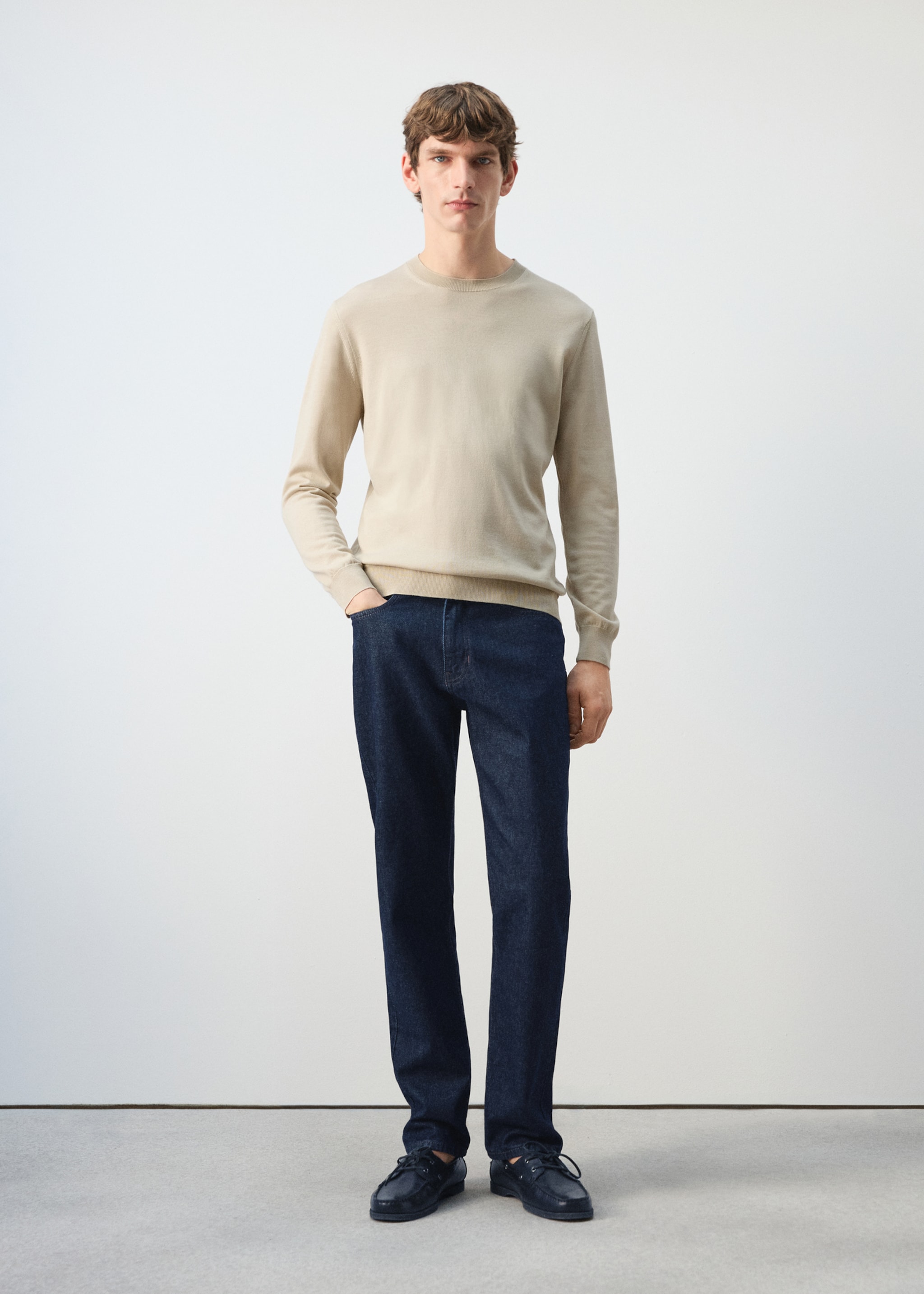 100% wool fine-knit sweater - General plane, Beige. Ref: 27041284-00.