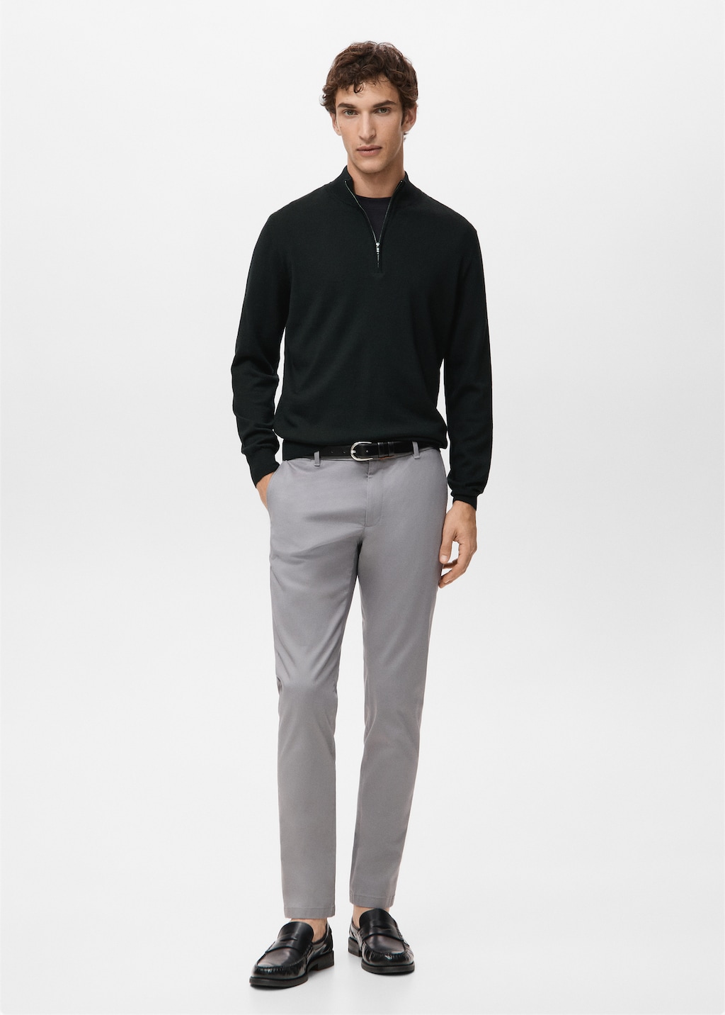 100% merino wool zip-neck sweater