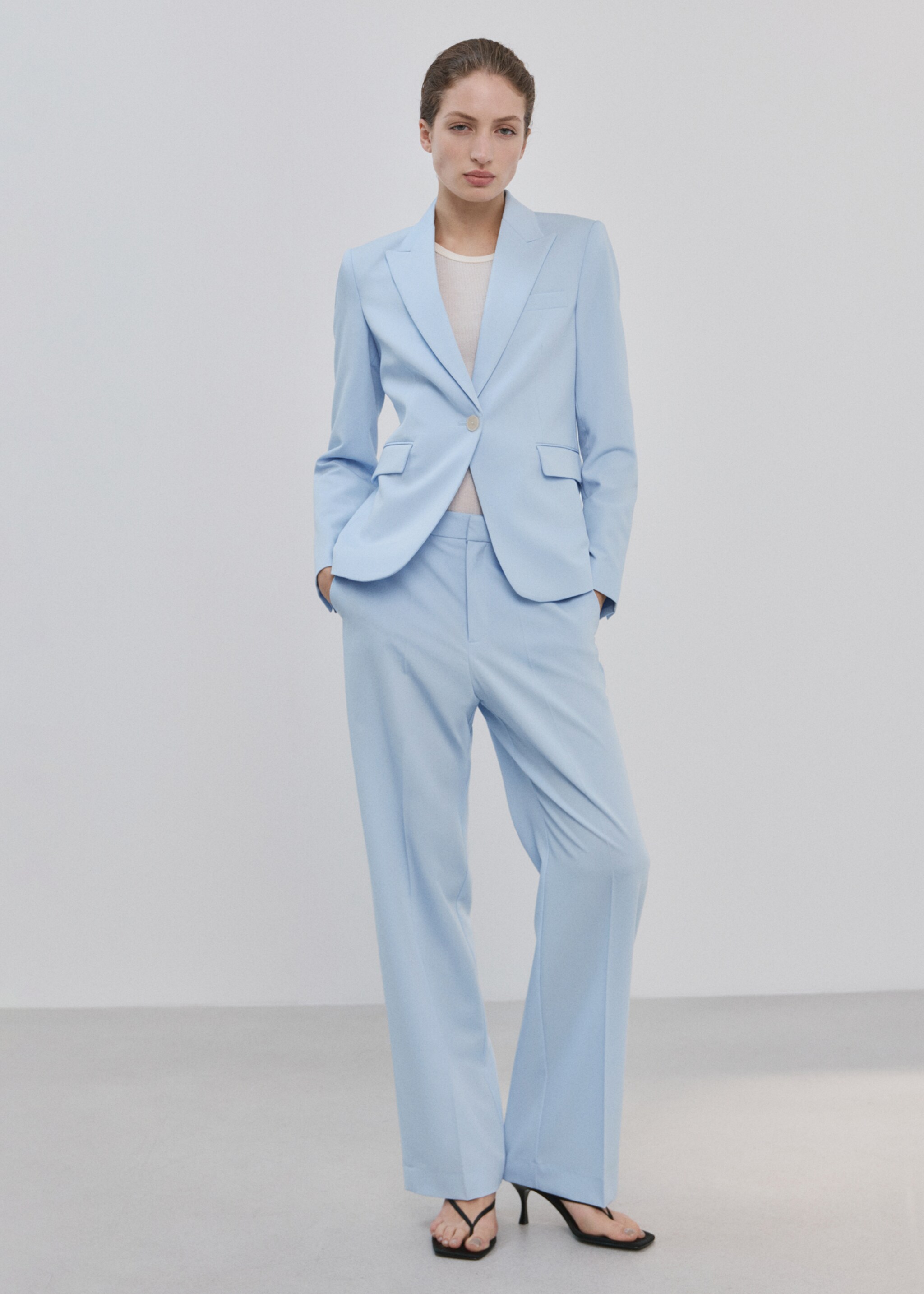 Blazer traje entallada - Plano general, Azul. Ref: 27041294-00.