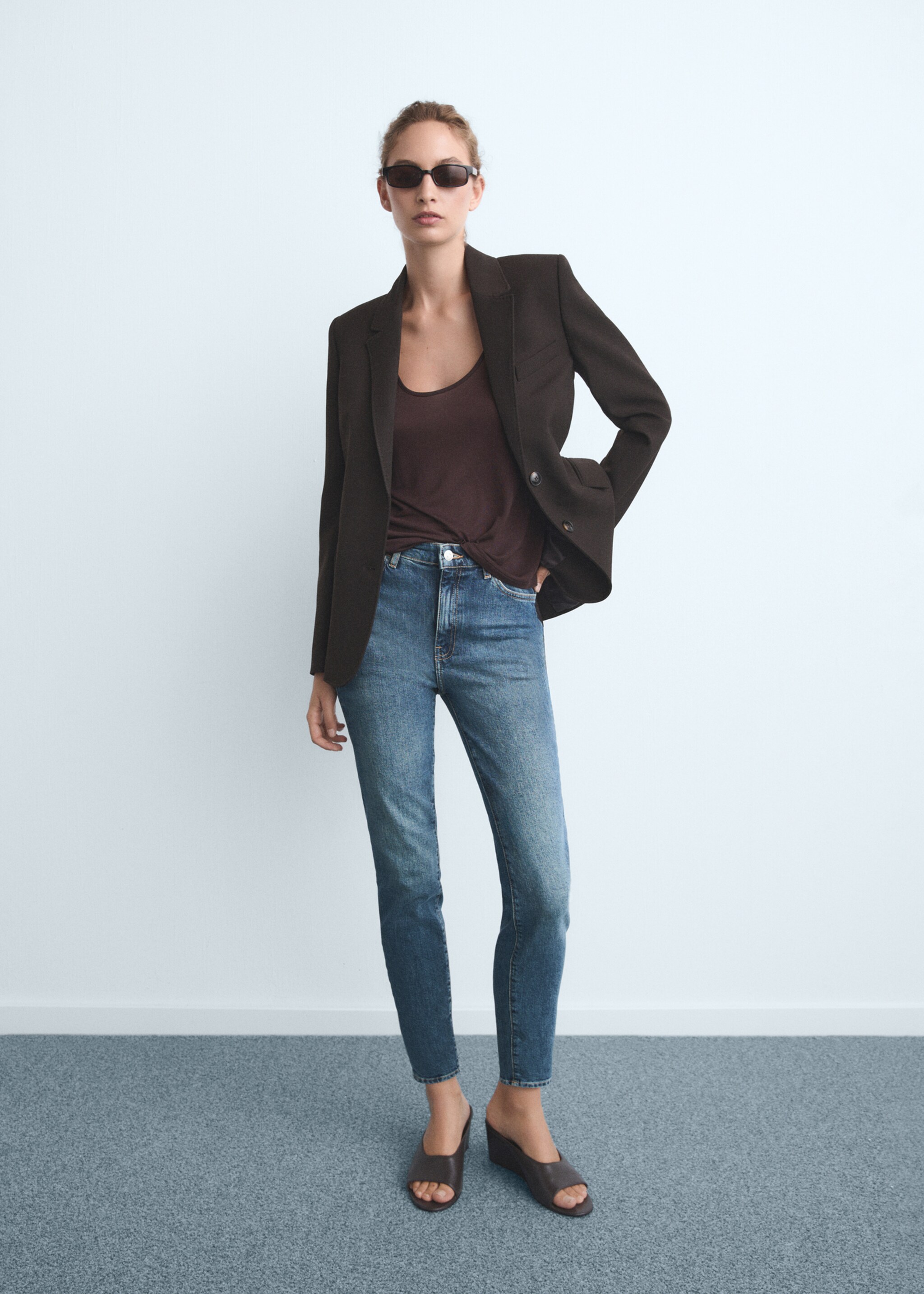 Claudia slim-fit cropped jeans - Overzichtstekening, Donkerblauw. Ref: 27041305-00.