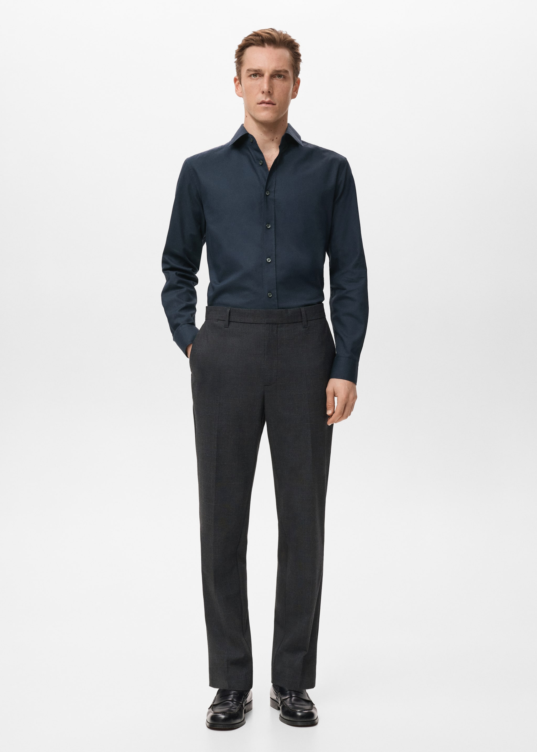 100% cotton slim-fit shirt - General plane, Navy. Ref: 27041314-00.