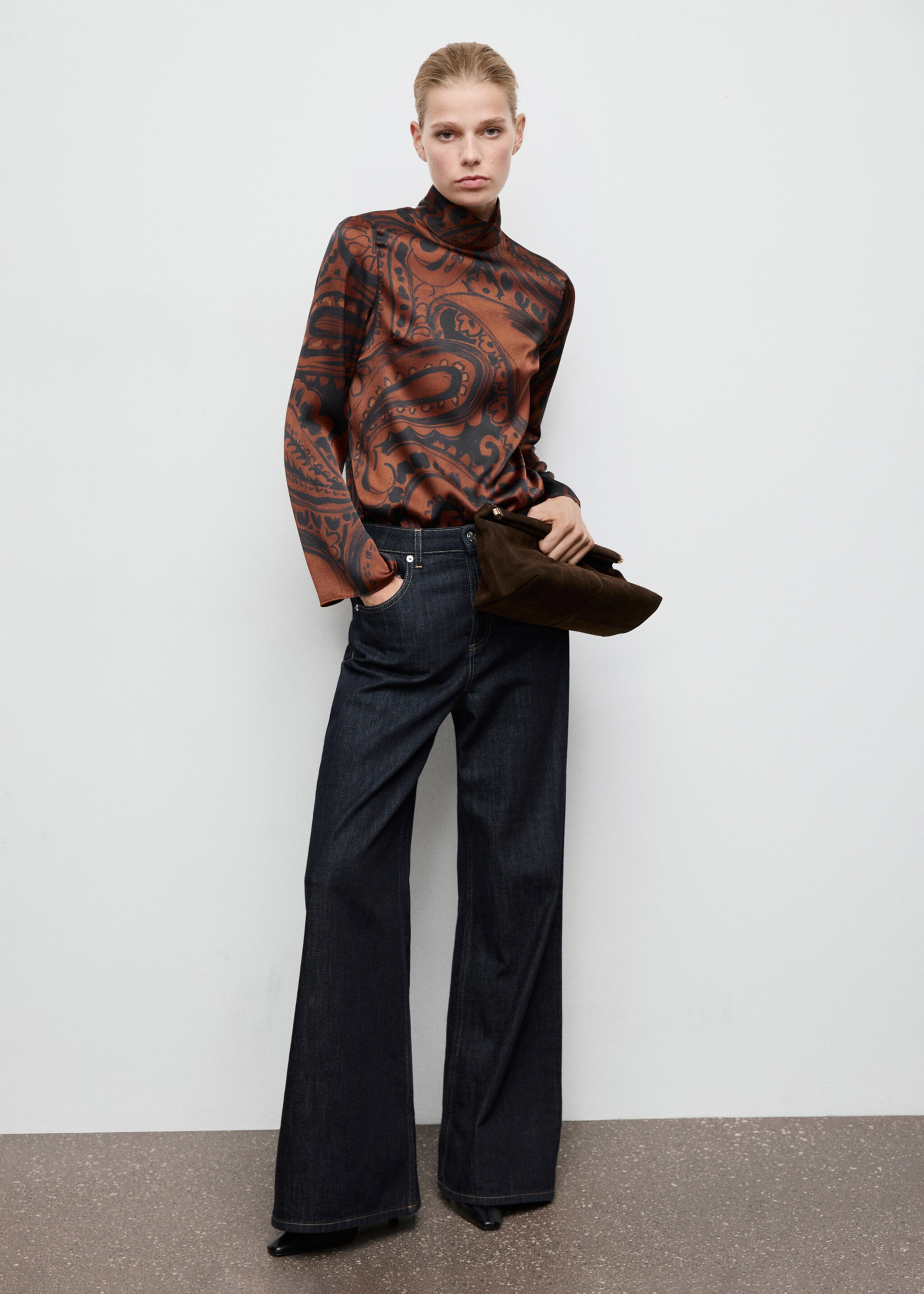 Paisley-print satin blouse - General plane, Burnt Orange. Ref: 27041318-00.
