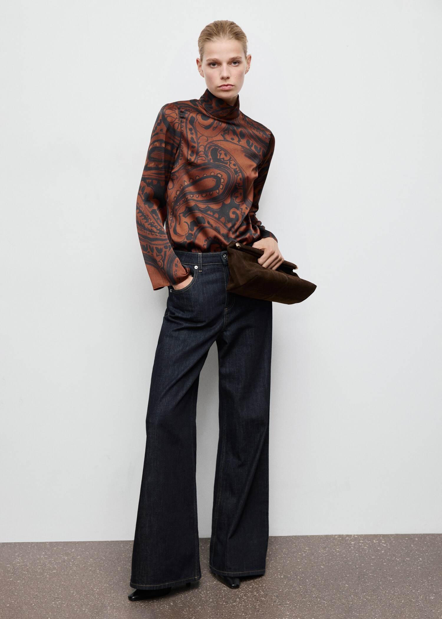 Paisley-print satin blouse - General plane