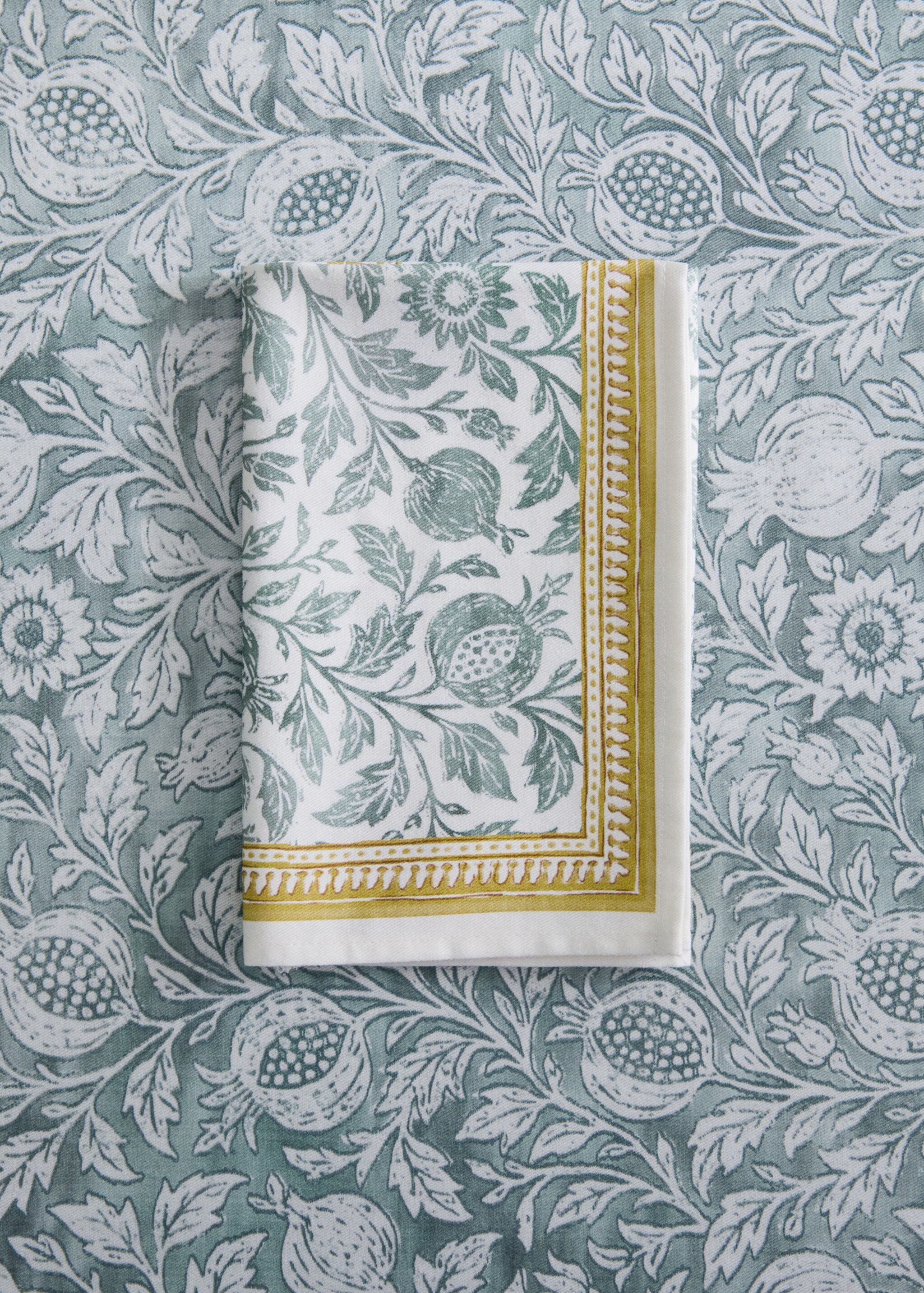 Baumwollserviette im Blockprint-Stil - Allgemeine Ansicht, Blau. Ref: 27041533-00.