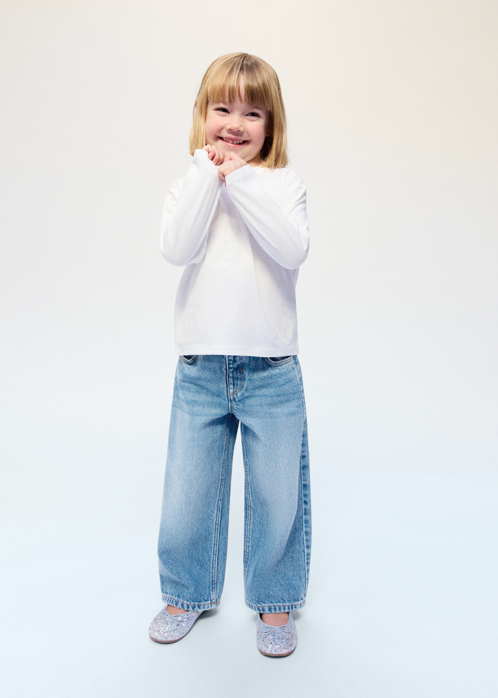 Long wide-leg jeans - General plane, Medium Blue. Ref: 27042888-00.