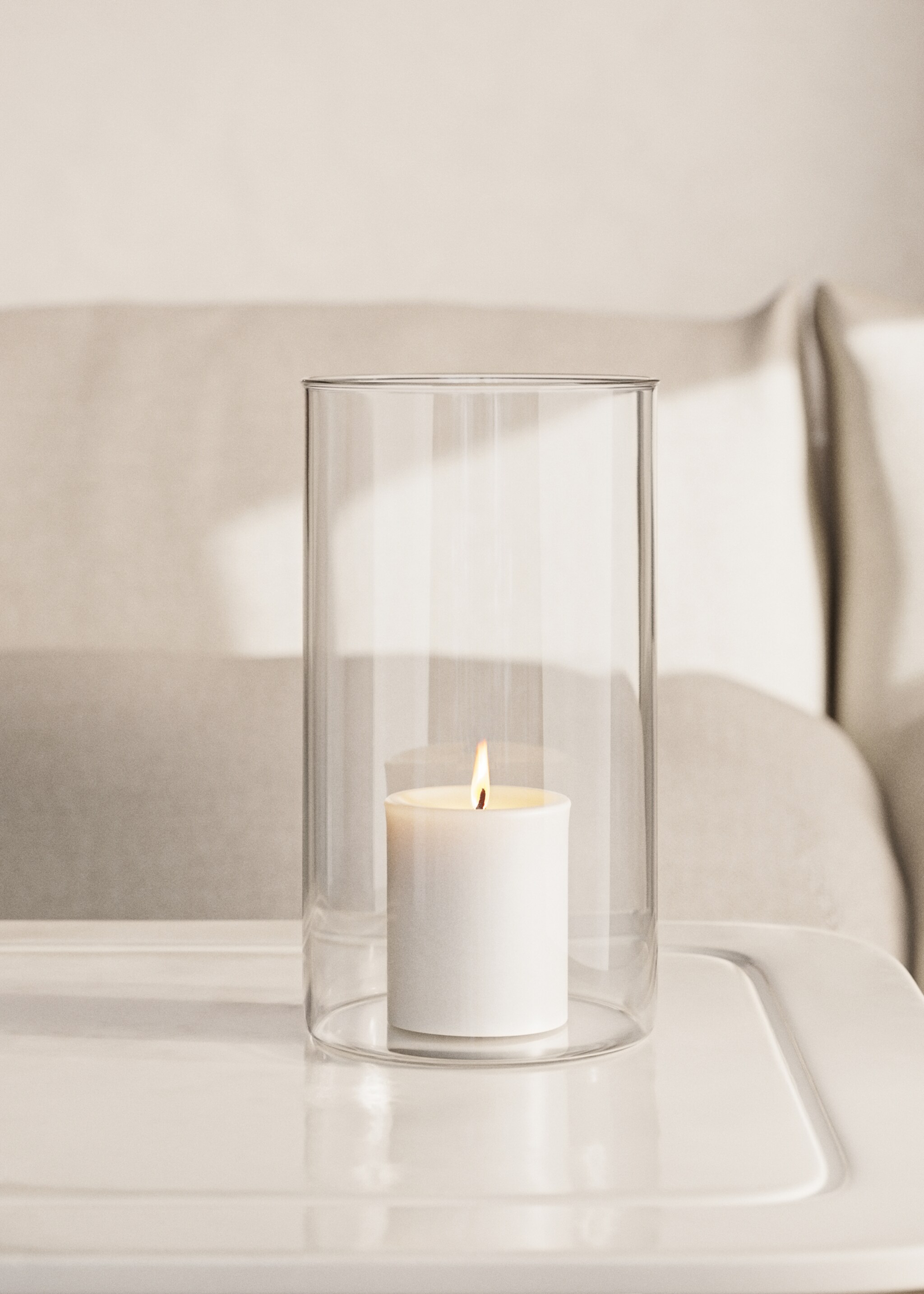 Large cylindrical borosilicate vase - General plane, Ice Grey. Ref: 27043293-00.