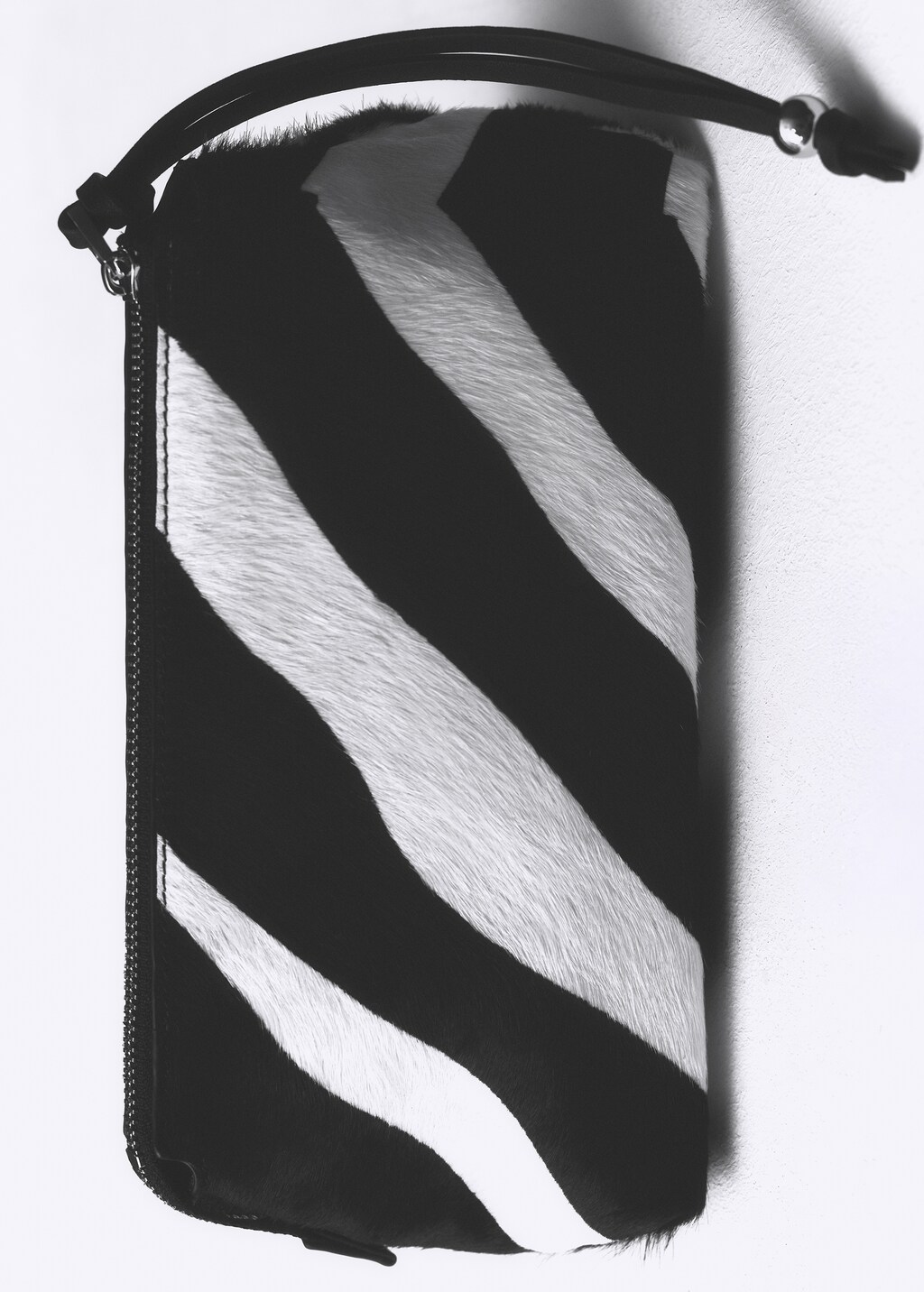 Zebra hair leather toiletry bag