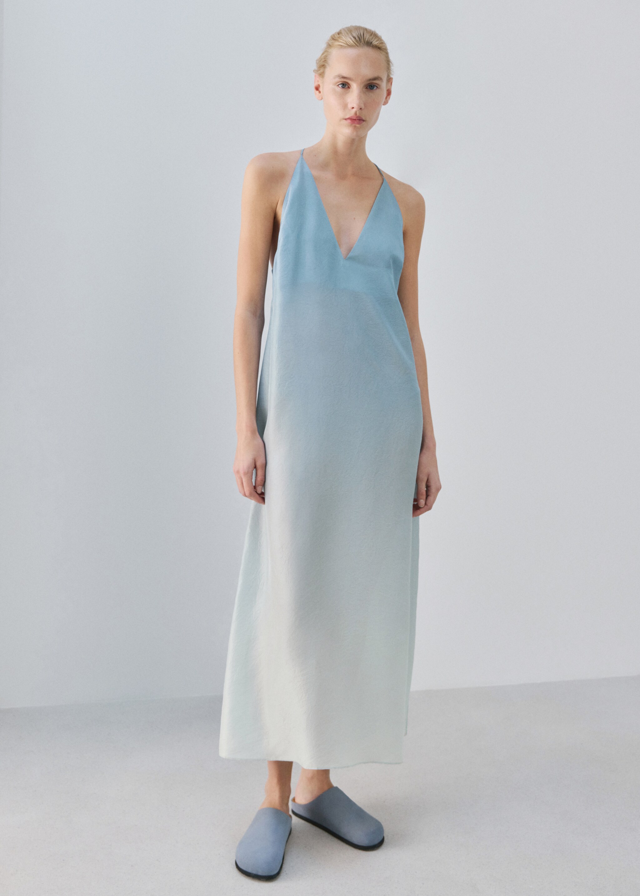 Ombre silk dress - General plane, Blue. Ref: 27043314-00.