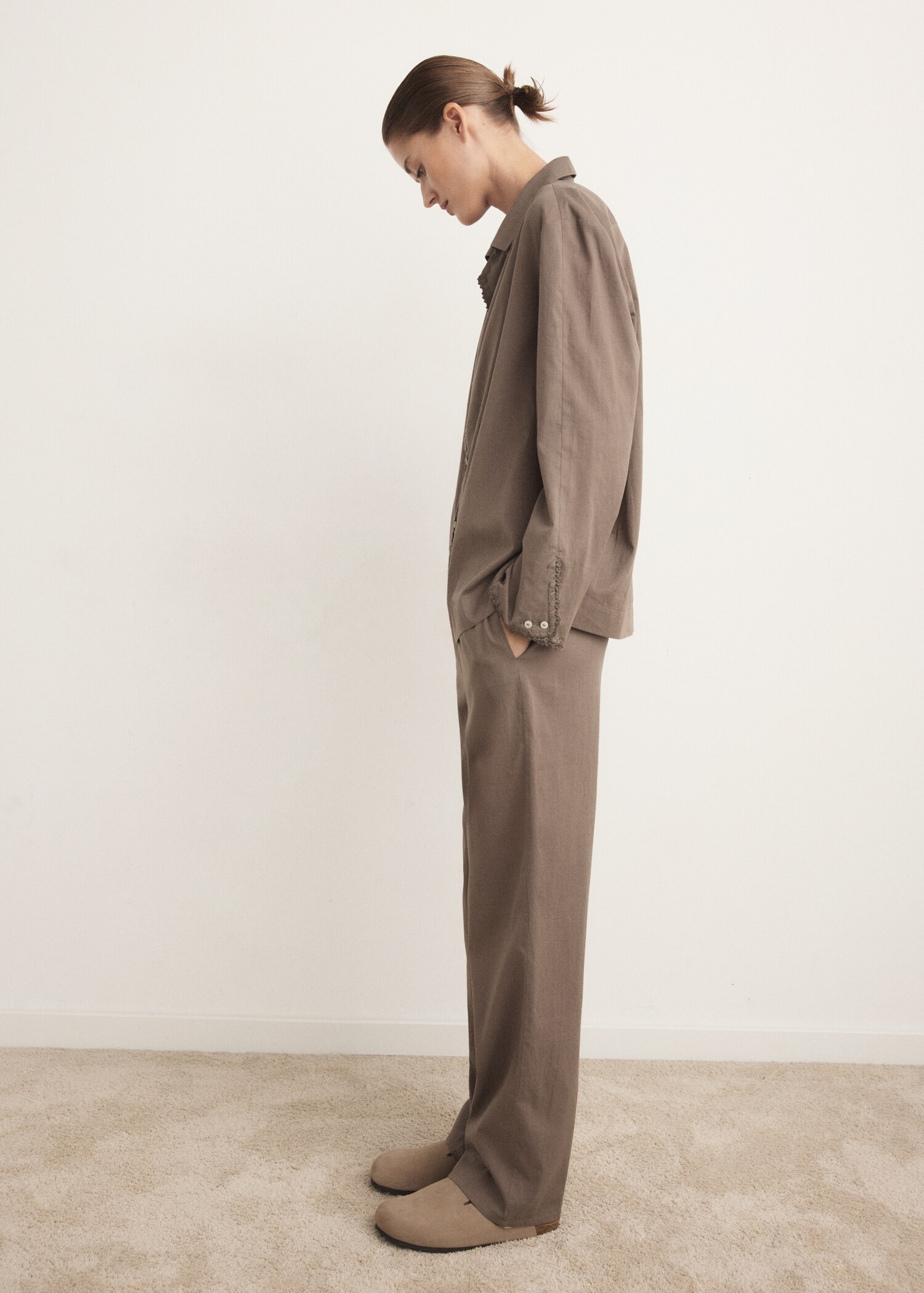 Long cotton pyjama trousers - General plane