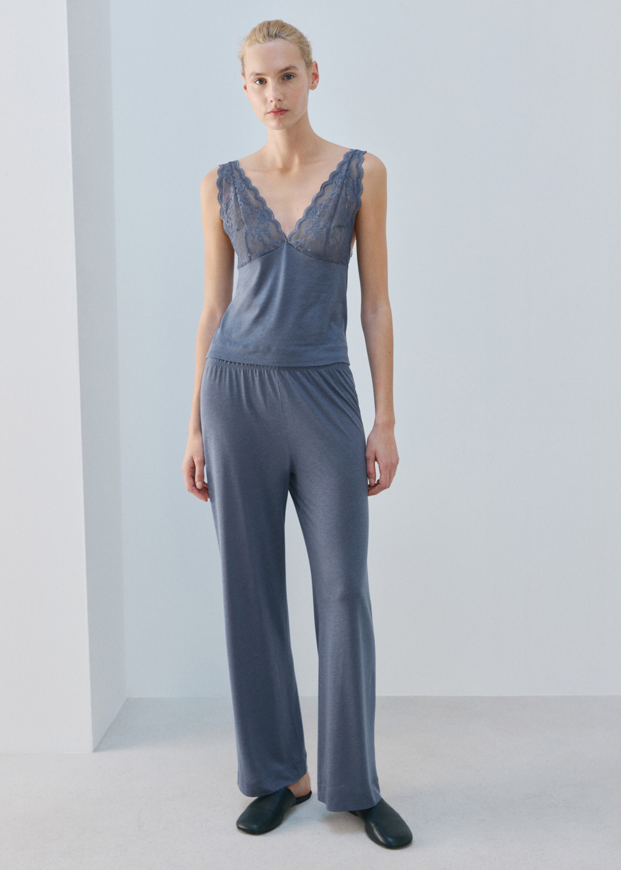 Basic long lyocell pants - General plane, Blue. Ref: 27043333-00.