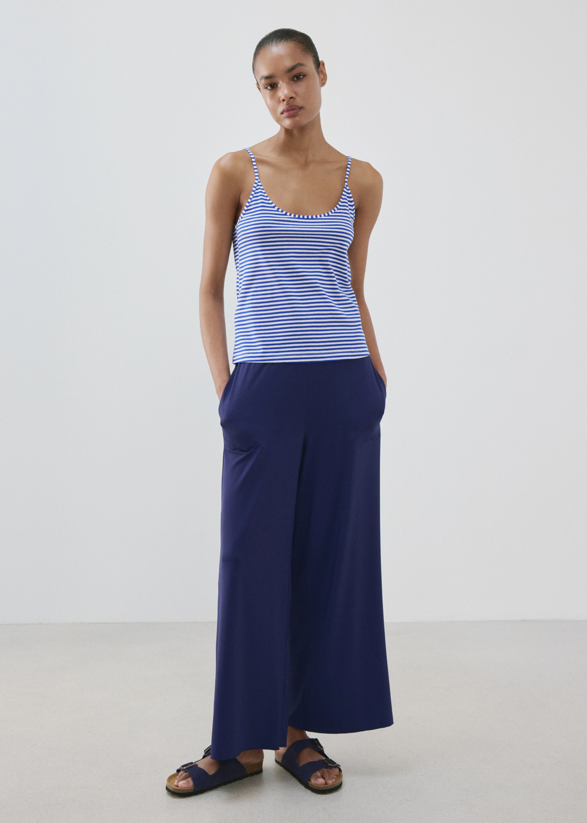 Gestreiftes Baumwoll-Top - Allgemeine Ansicht, Blau. Ref: 27043343-00.